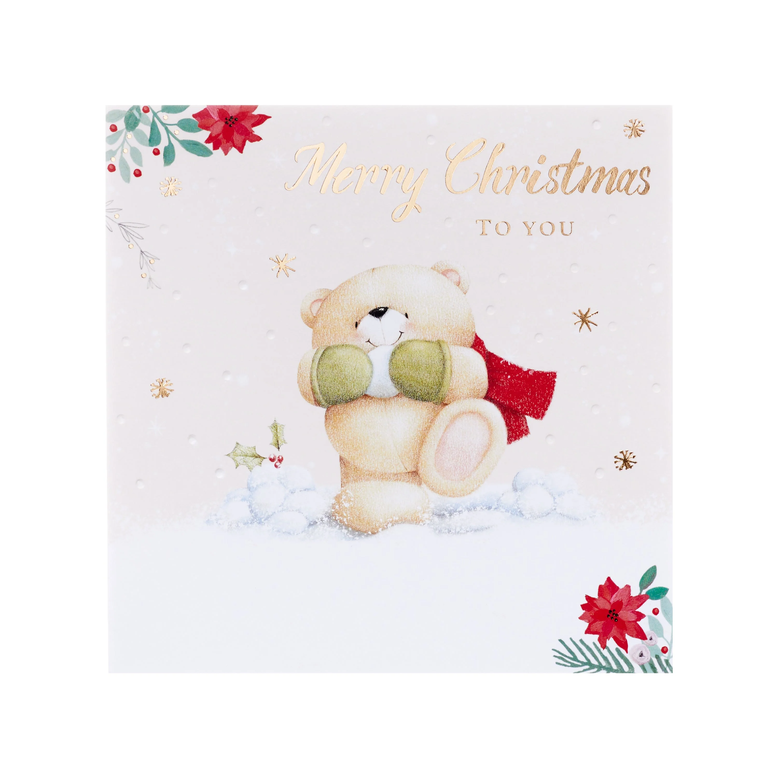 Cute Forever Friends Christmas Card - Classic Seasonal Design with Gold Foil Details - Image 4