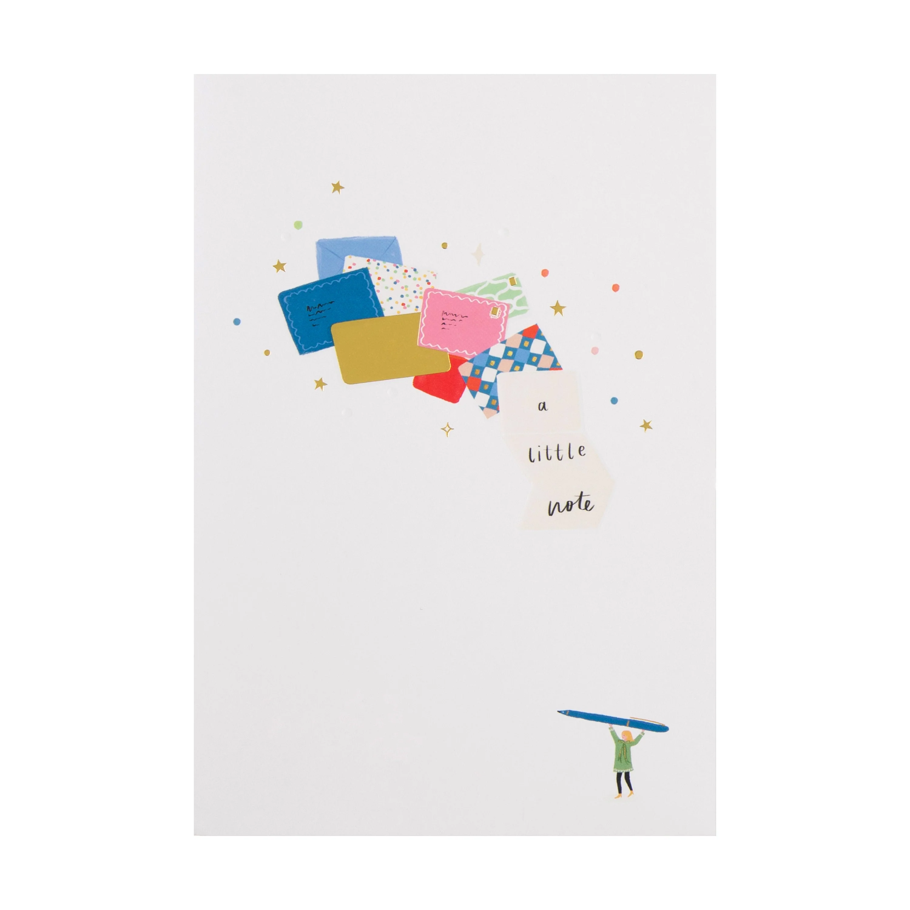 Daydream Wishes Birthday Card - Tiny person with a pen, envelopes and letters - Image 3