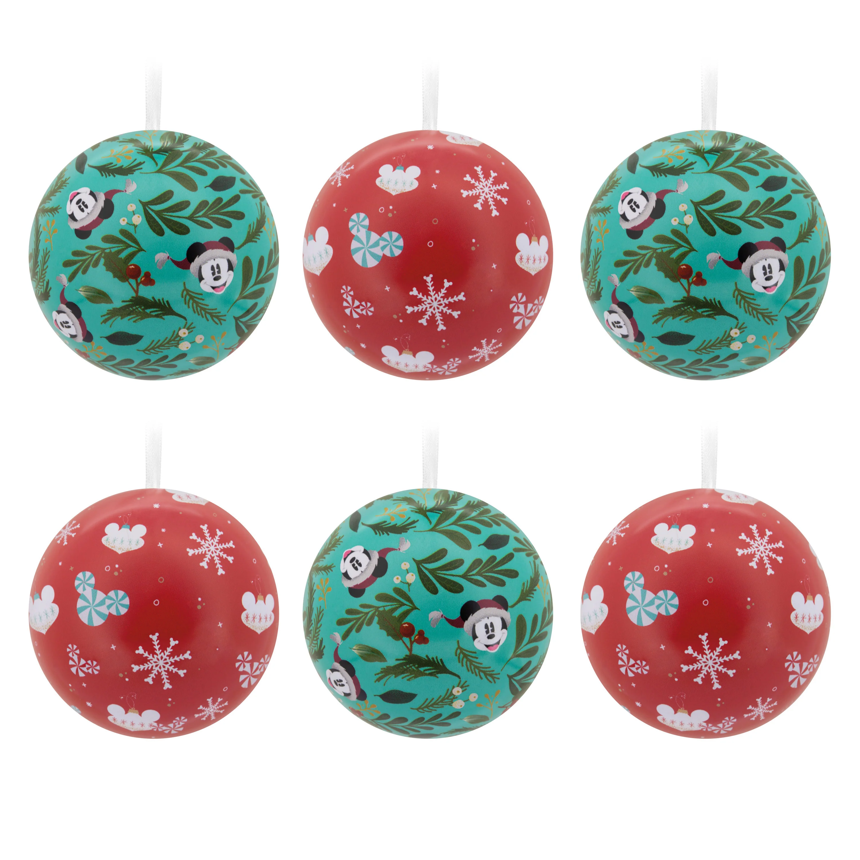 Disney Mickey & Minnie Mouse Tin Bauble Christmas Ornaments, Pack of 12 - Image 2