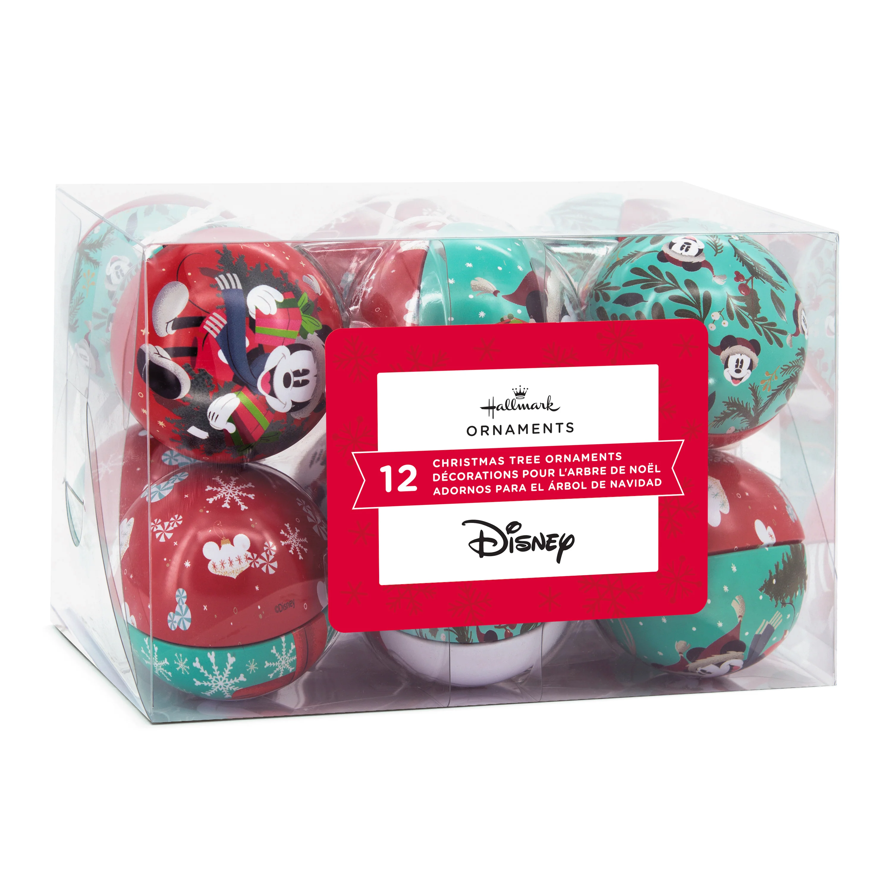 Disney Mickey & Minnie Mouse Tin Bauble Christmas Ornaments, Pack of 12 - Image 5