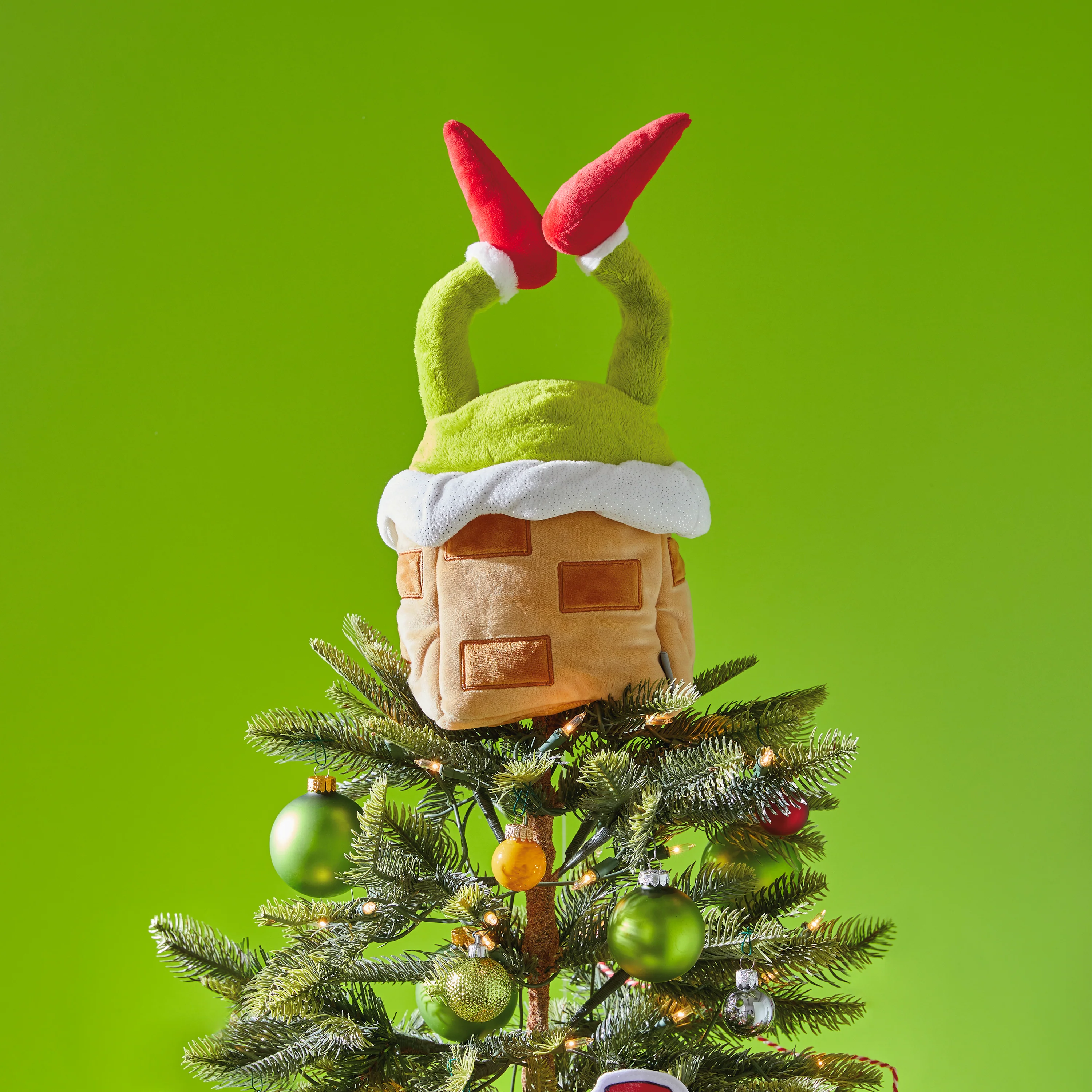 Dr Seuss Plush Christmas Tree Topper - The Grinch in a Chimney - Image 2