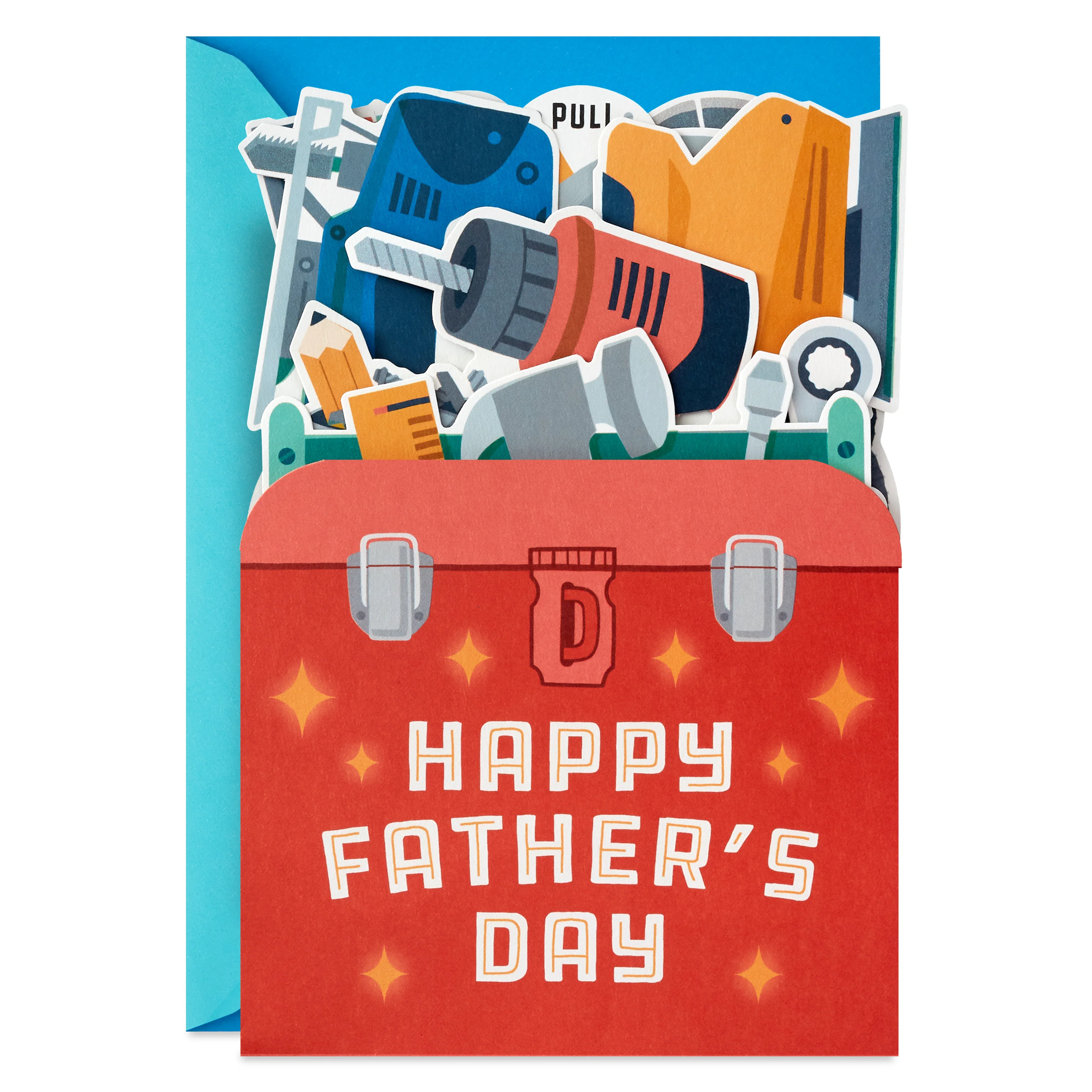 Father's Day Card - 3D & Pop Up Red Toolbox Design - Image 2