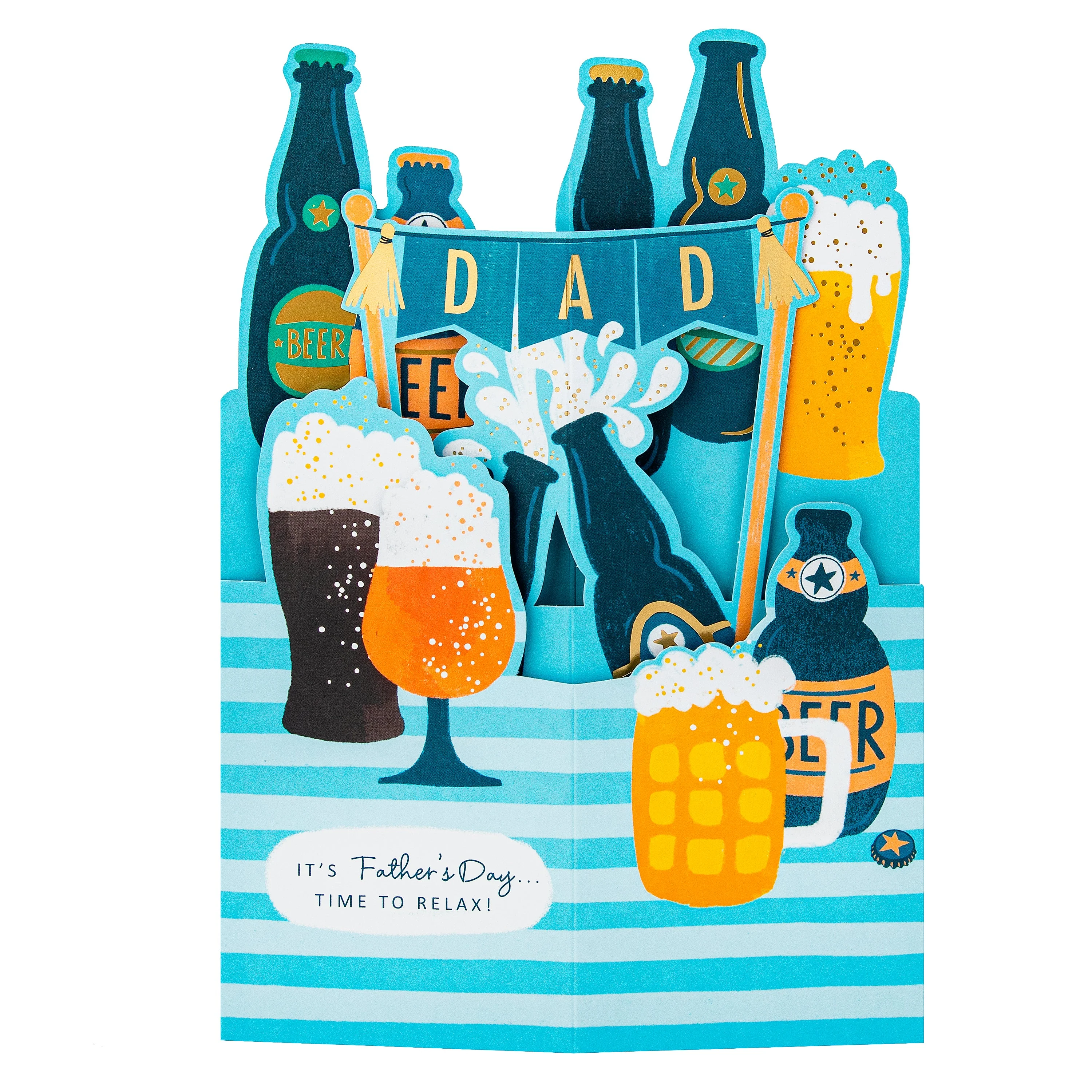 Father's Day Card for Dad - Die-cut Pop Up Beer Design - Image 7
