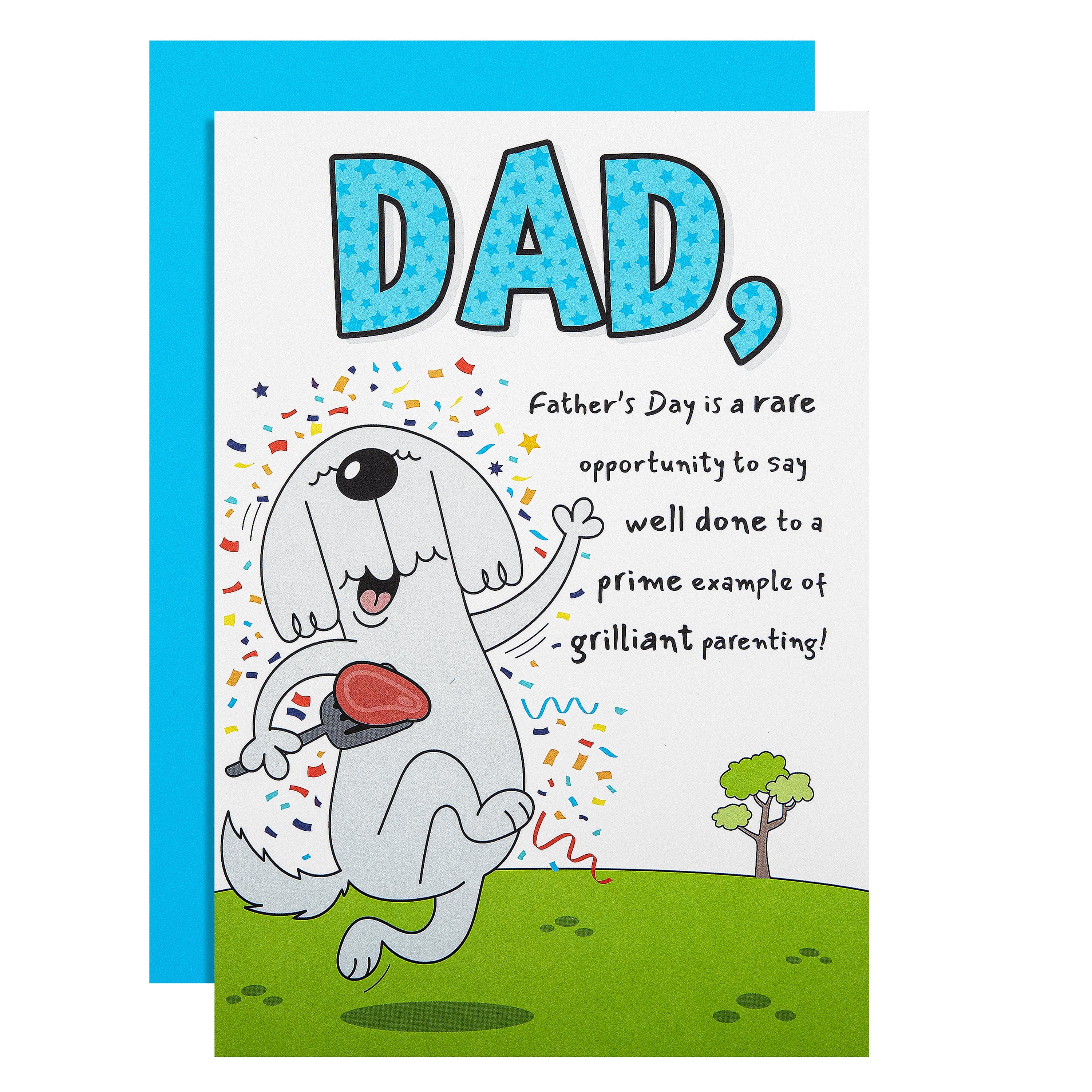 Father's Day Card for Dad - Funny Dog & Steak Design