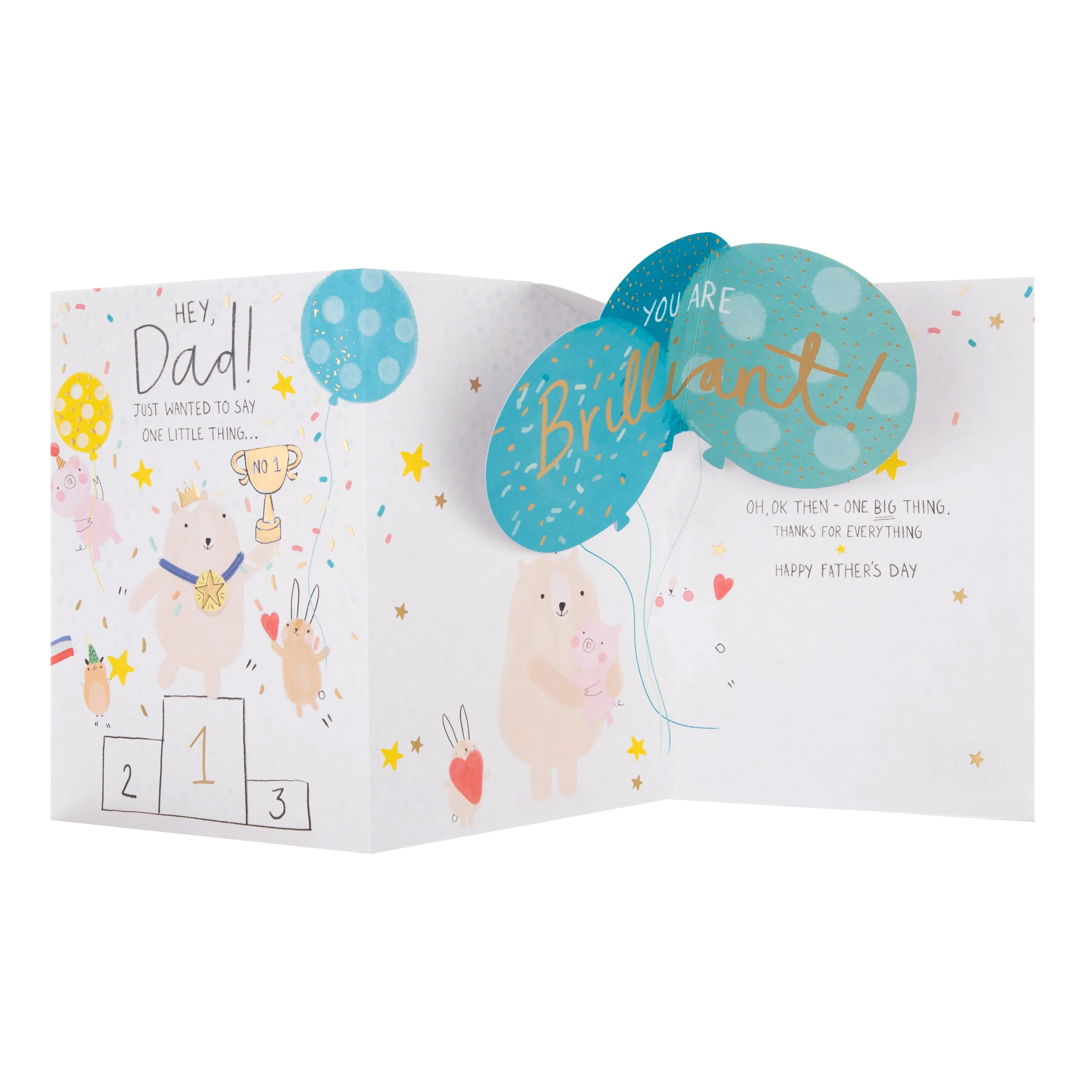 Father's Day Card for Dad - Pop-Up Balloons & Bear - Image 2
