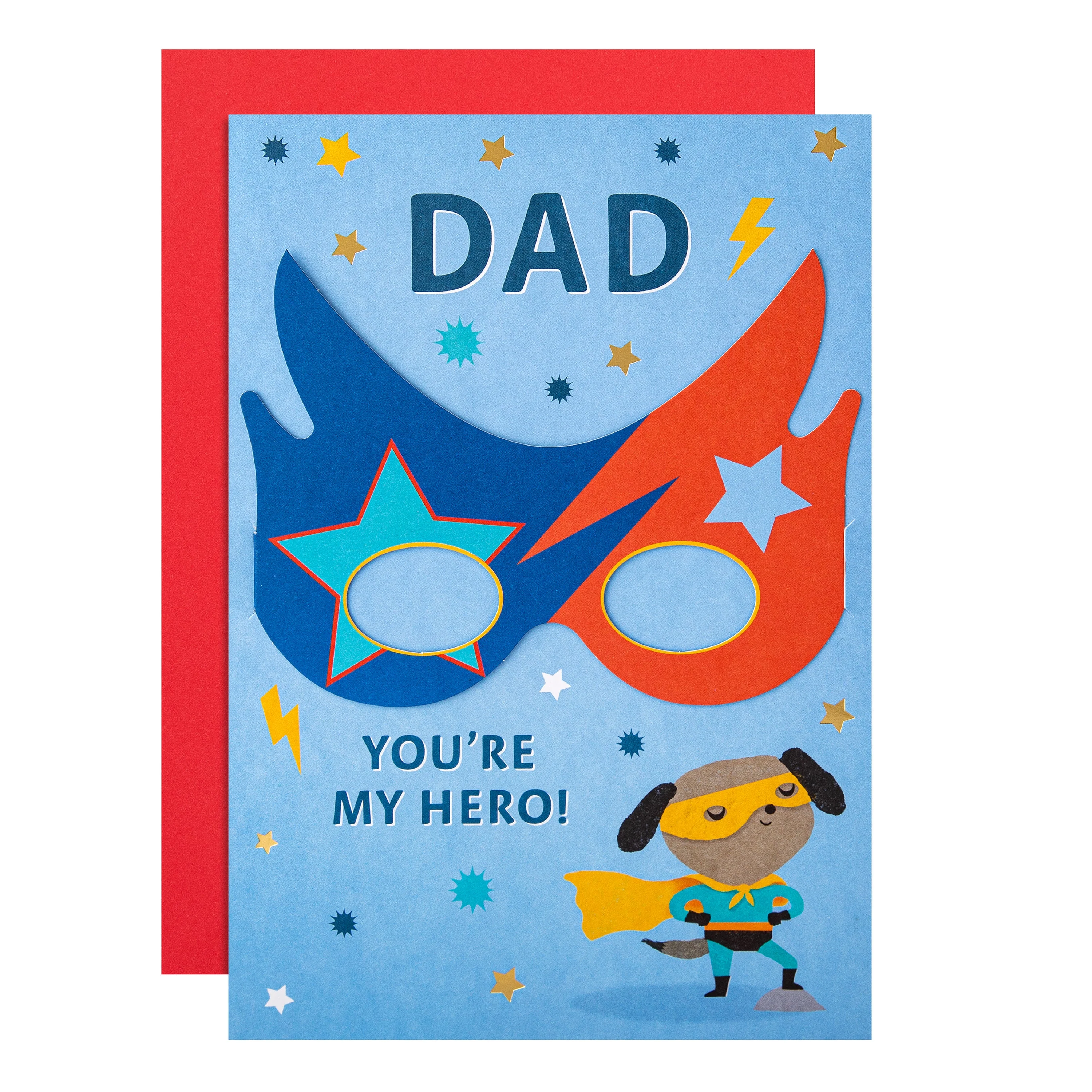 Father's Day Card for Dad - Super Dog Design With Paper Glasses