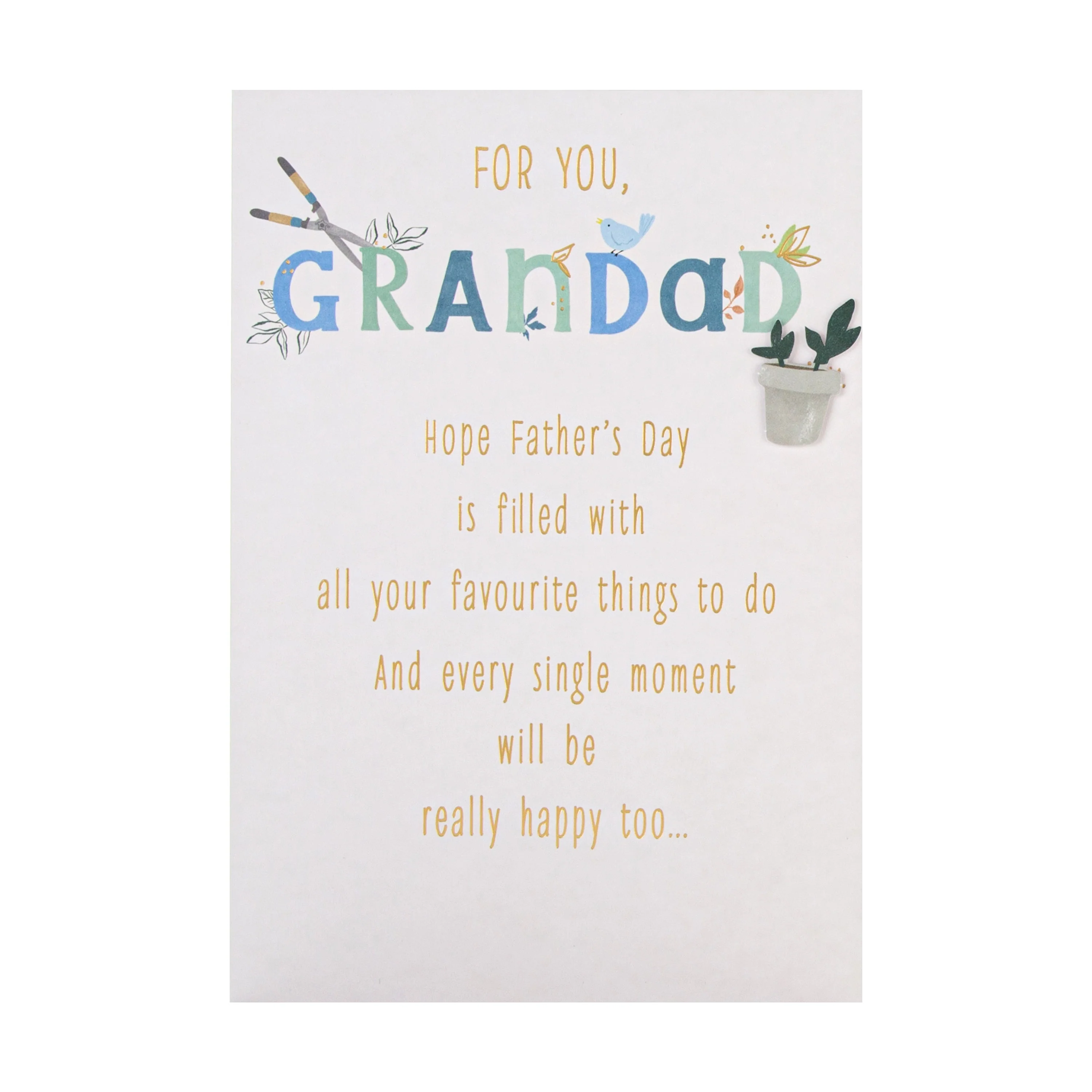 Father's Day Card for Grandad - Traditional Poetic Verse Design with Gold Foil and 3D Add On - Image 3