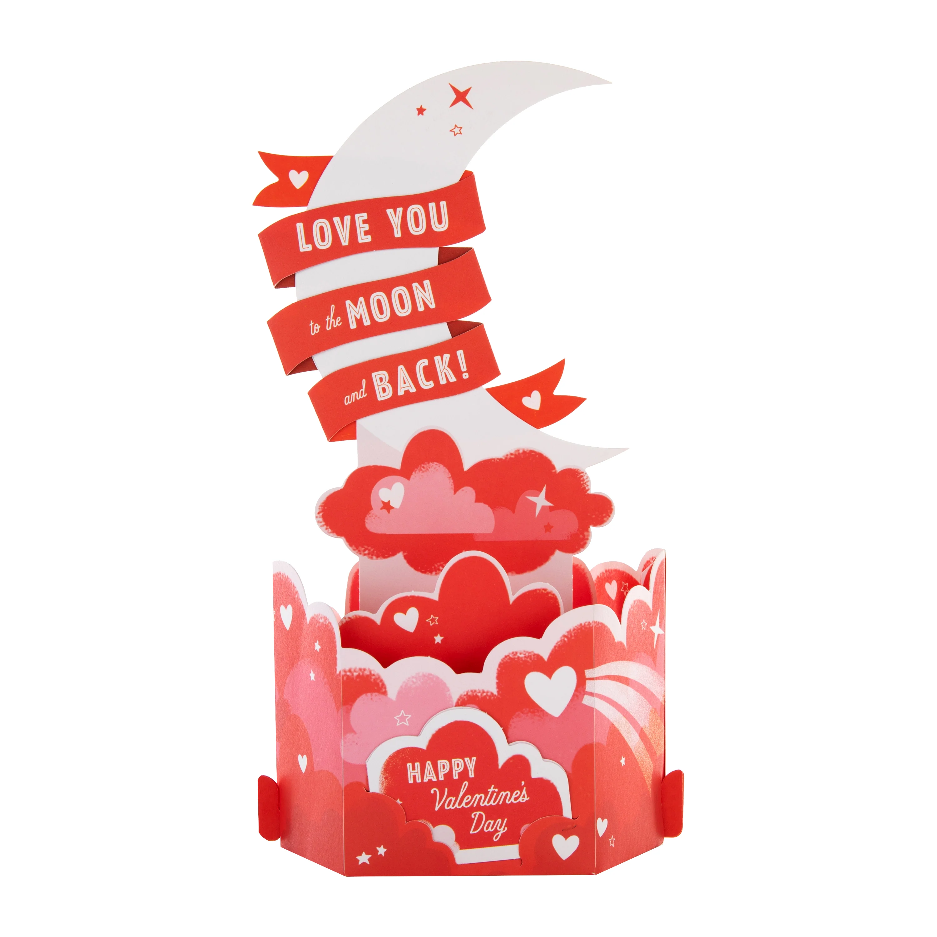 General 3D Valentine's Day Card - 'Love You to the Moon and Back' Pop-Up Design