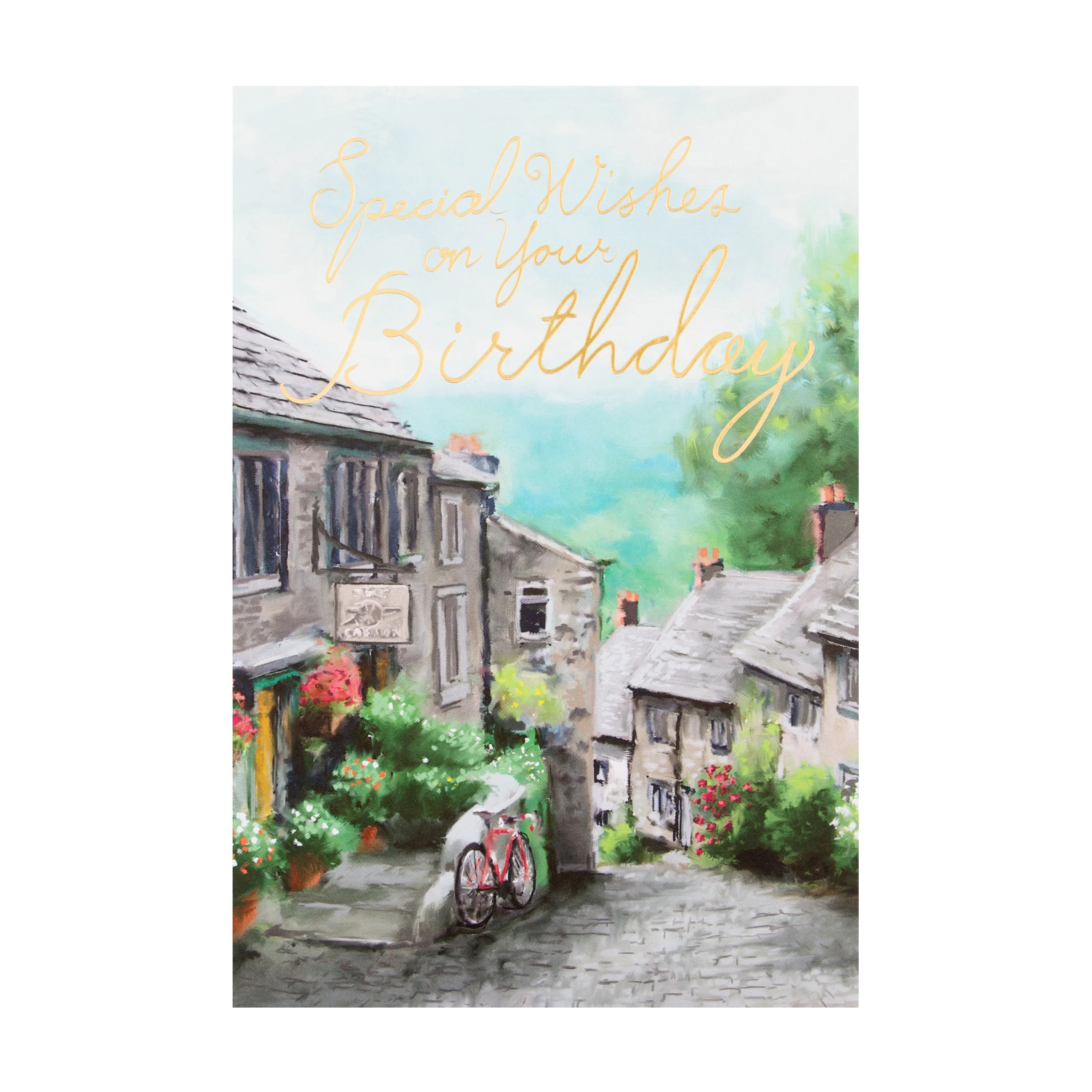 General Birthday Card - Watercolour Village Scene - Image 3