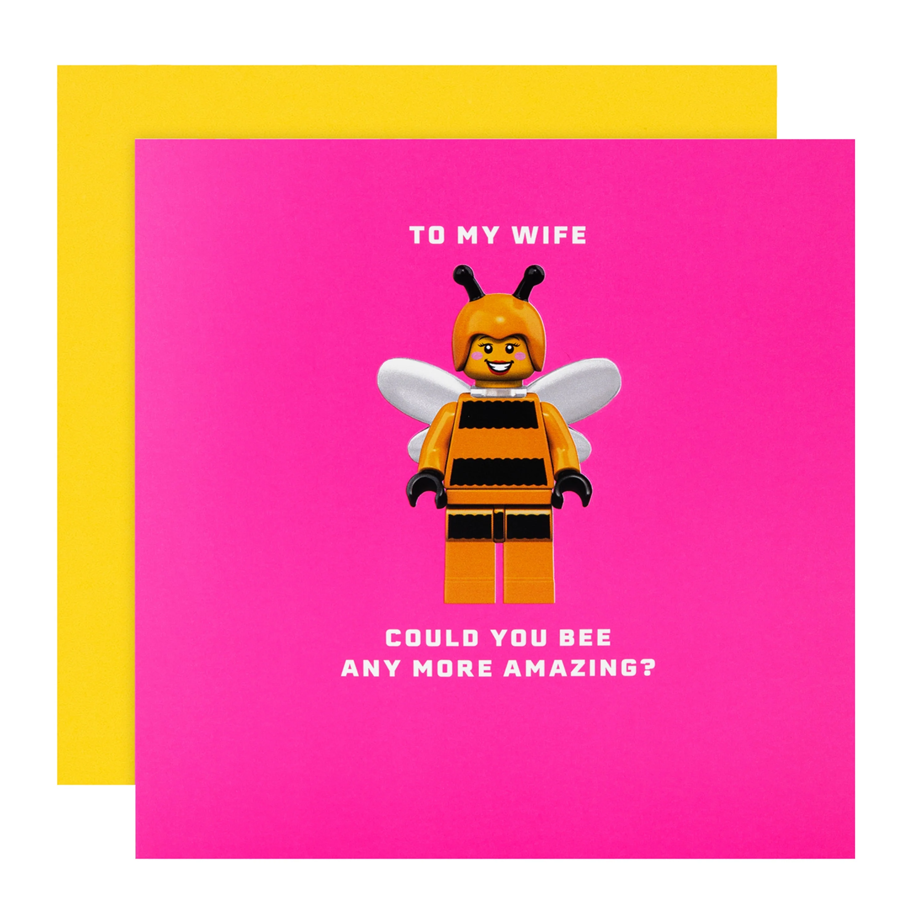 Greeting Card for Wife - Pink LEGO® Bumble Bee Character Design