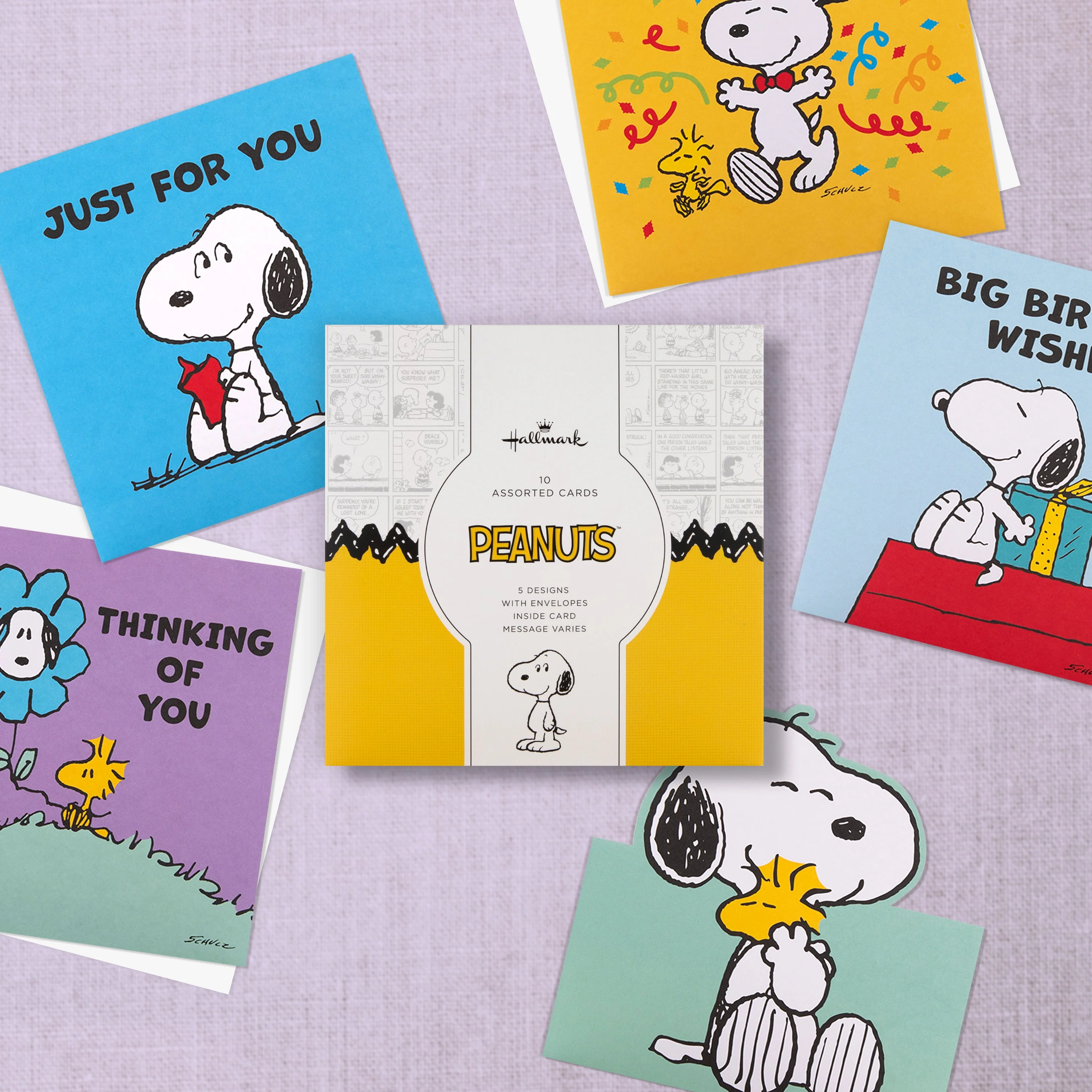 Greeting Cards Multipack - Pack of 10 in 5 PEANUTS™ SNOOPY Designs - Image 2