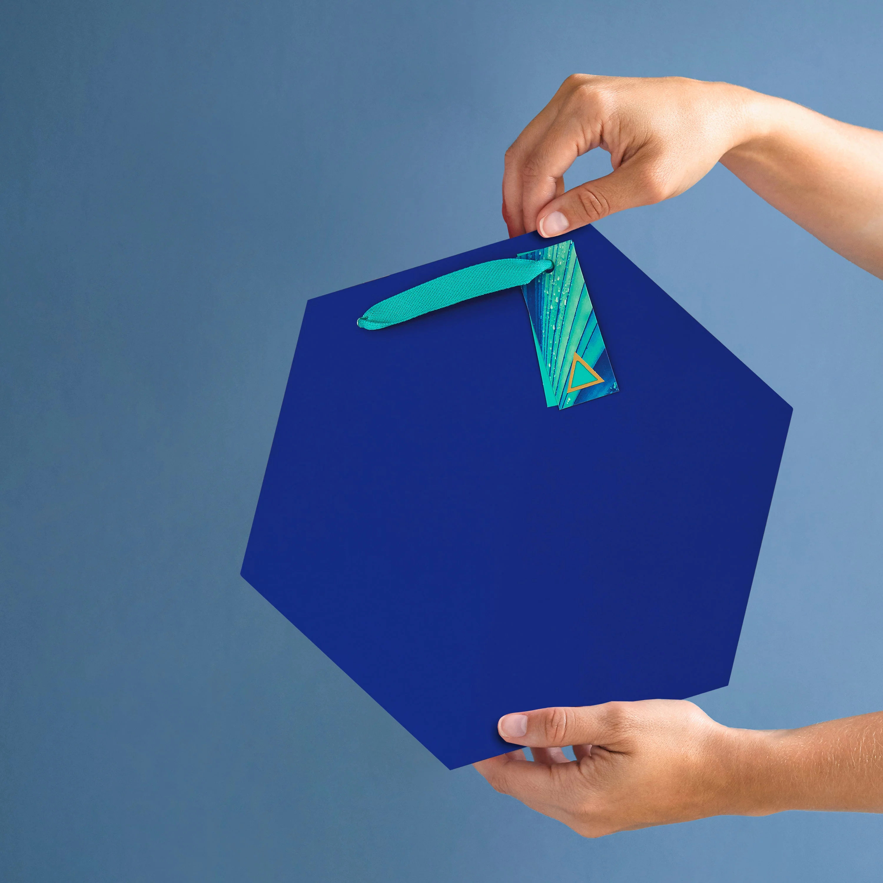 Hall & Co Premium Blue Hexagon Medium Gift Bag - Vivid Aura - Image 2