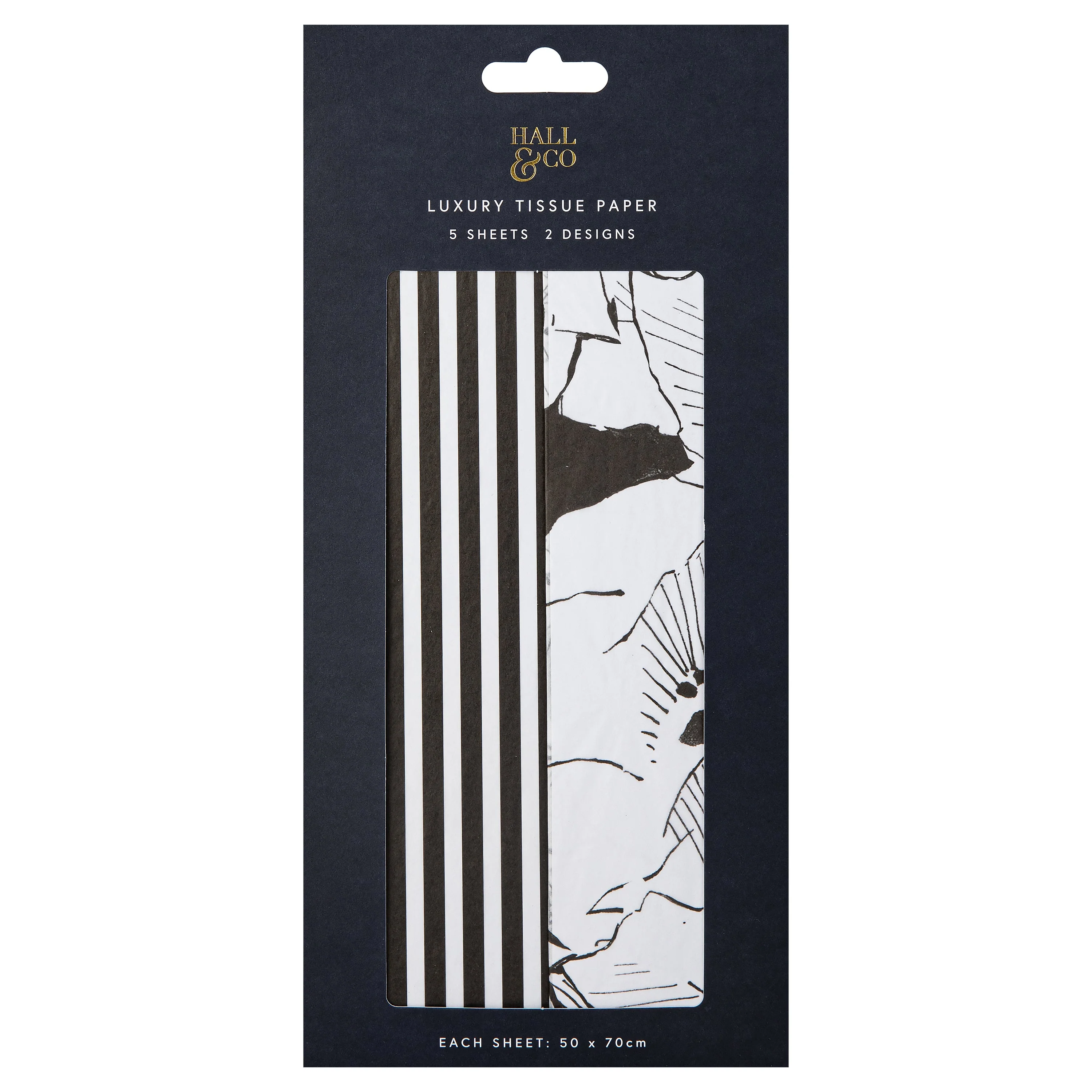 Hall & Co Premium Tissue Paper Pack, 5 Sheets in 2 Monochrome Designs - Image 4