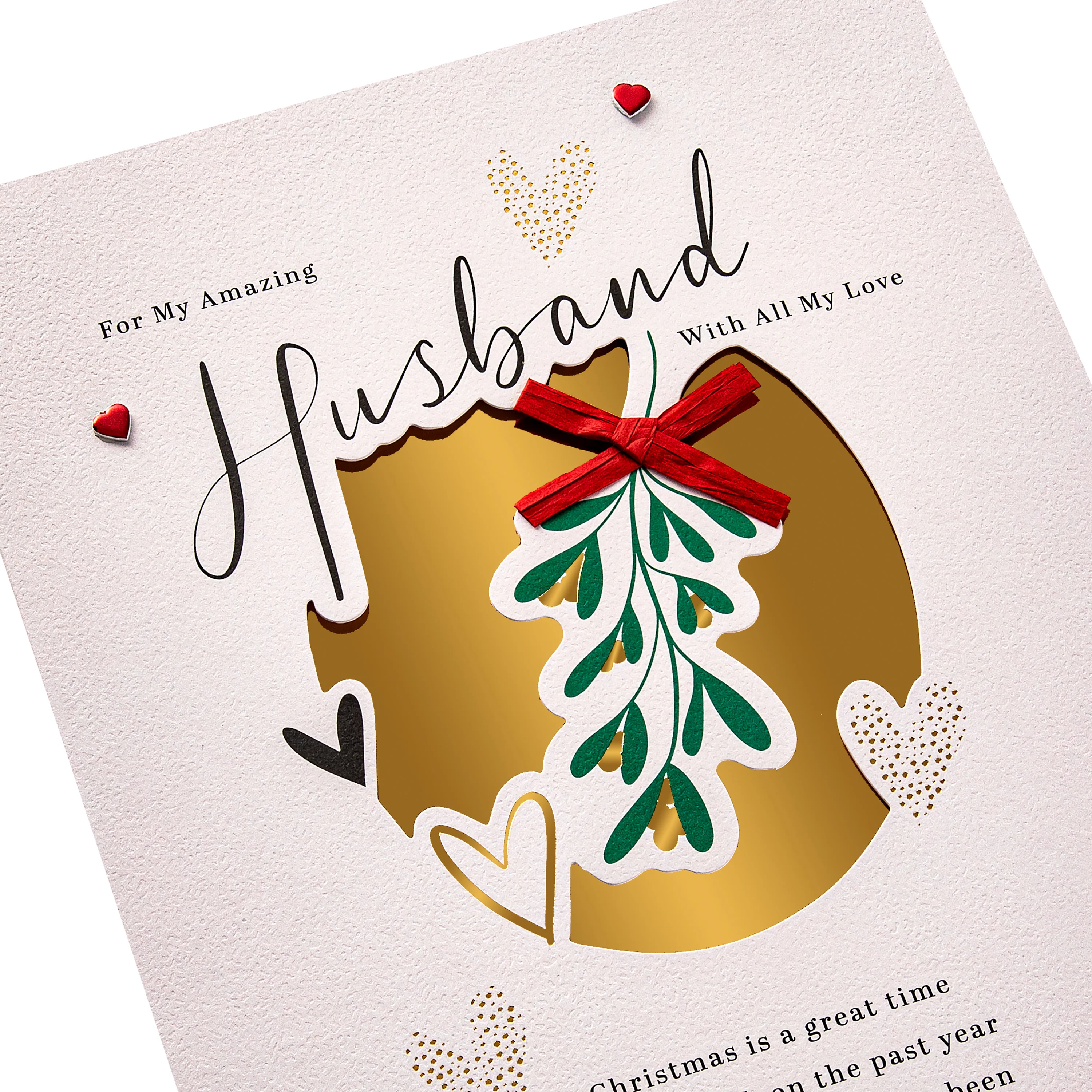 Husband Christmas Card - Special Sentiment, Mistletoe Design - Image 7