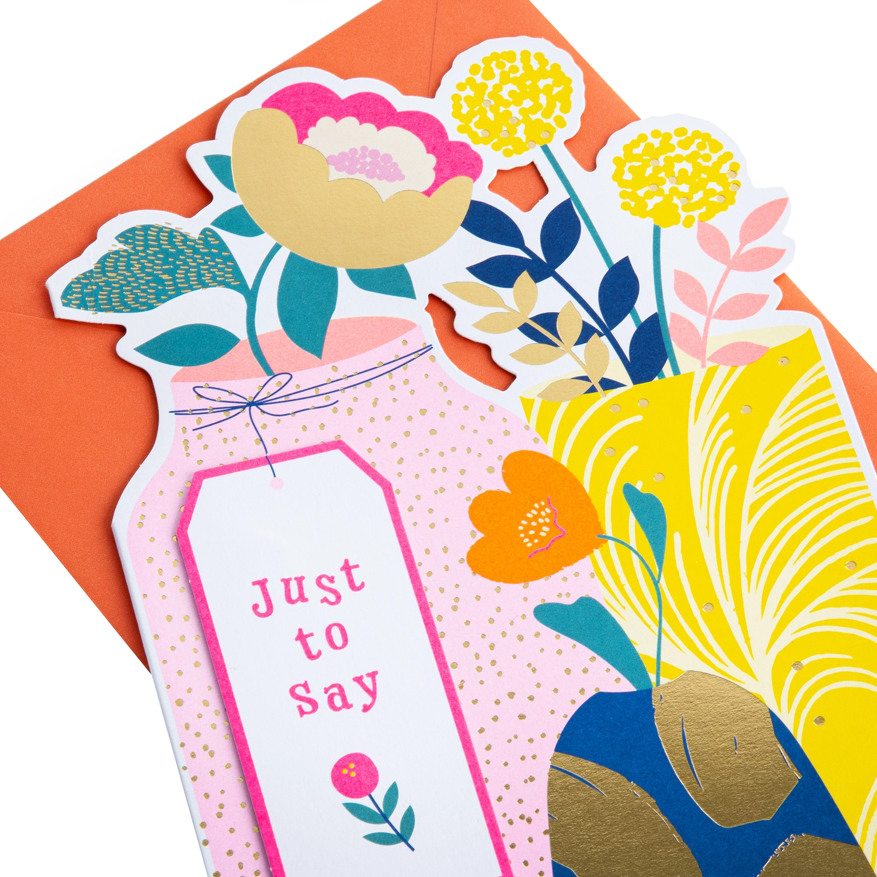 Just to Say Card - Hello Sunrise Colourful Flowers & Vases Design - Image 4