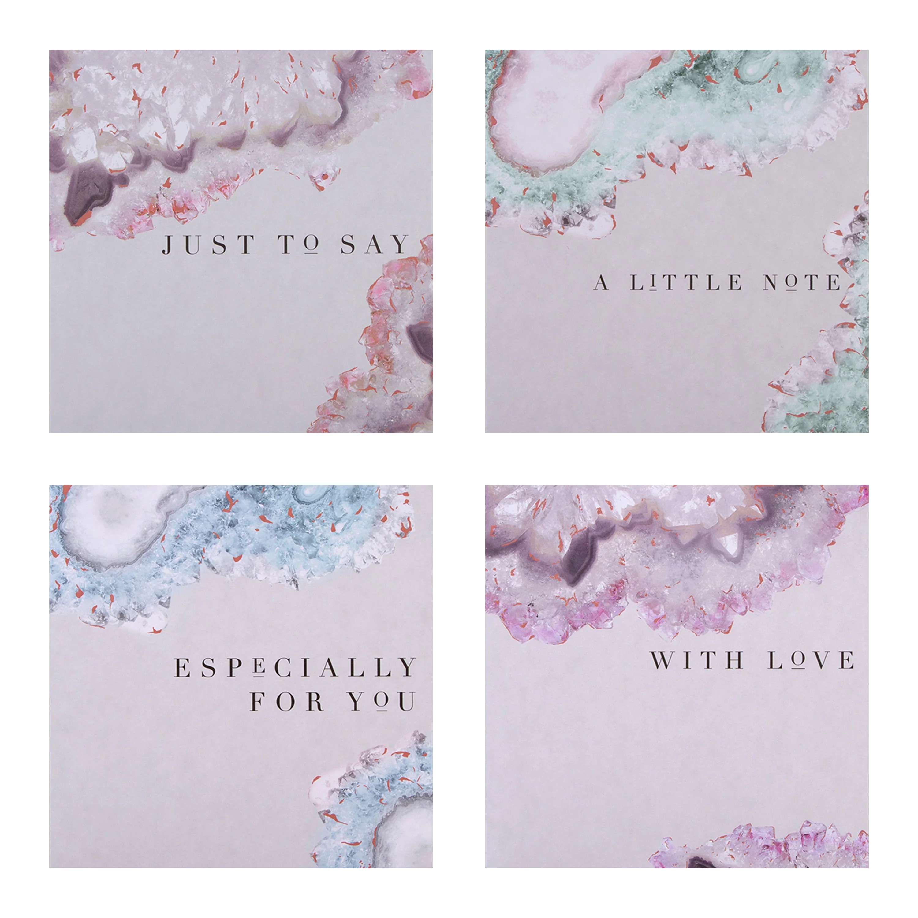 Just To Say' Cards - Multipack of 20 in 4 Geode Designs