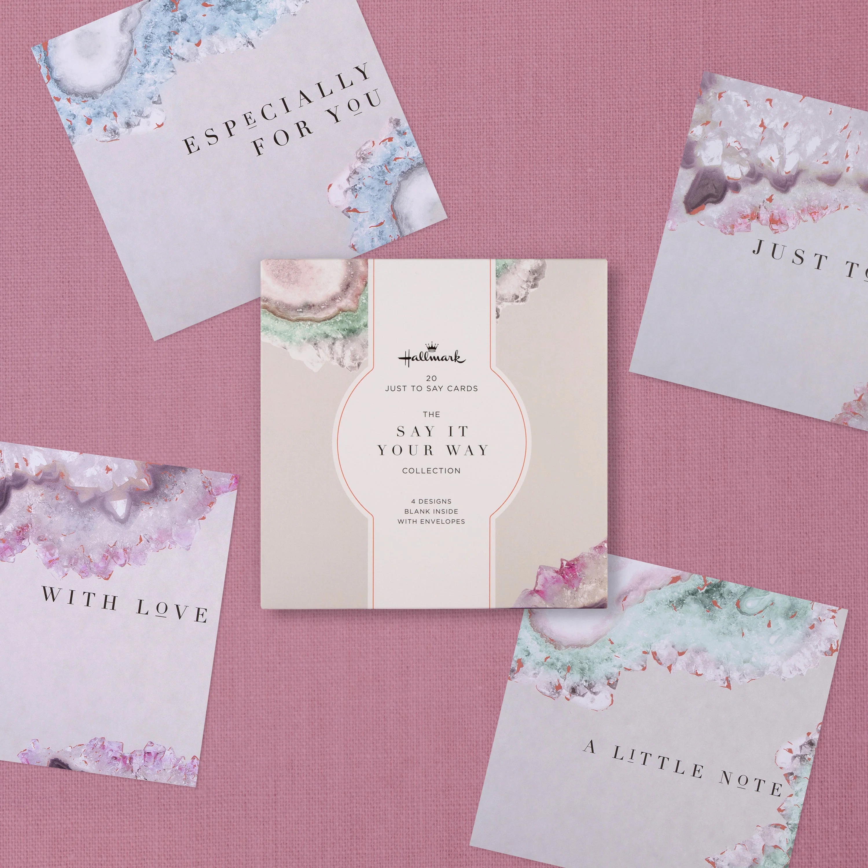 Just To Say' Cards - Multipack of 20 in 4 Geode Designs - Image 2