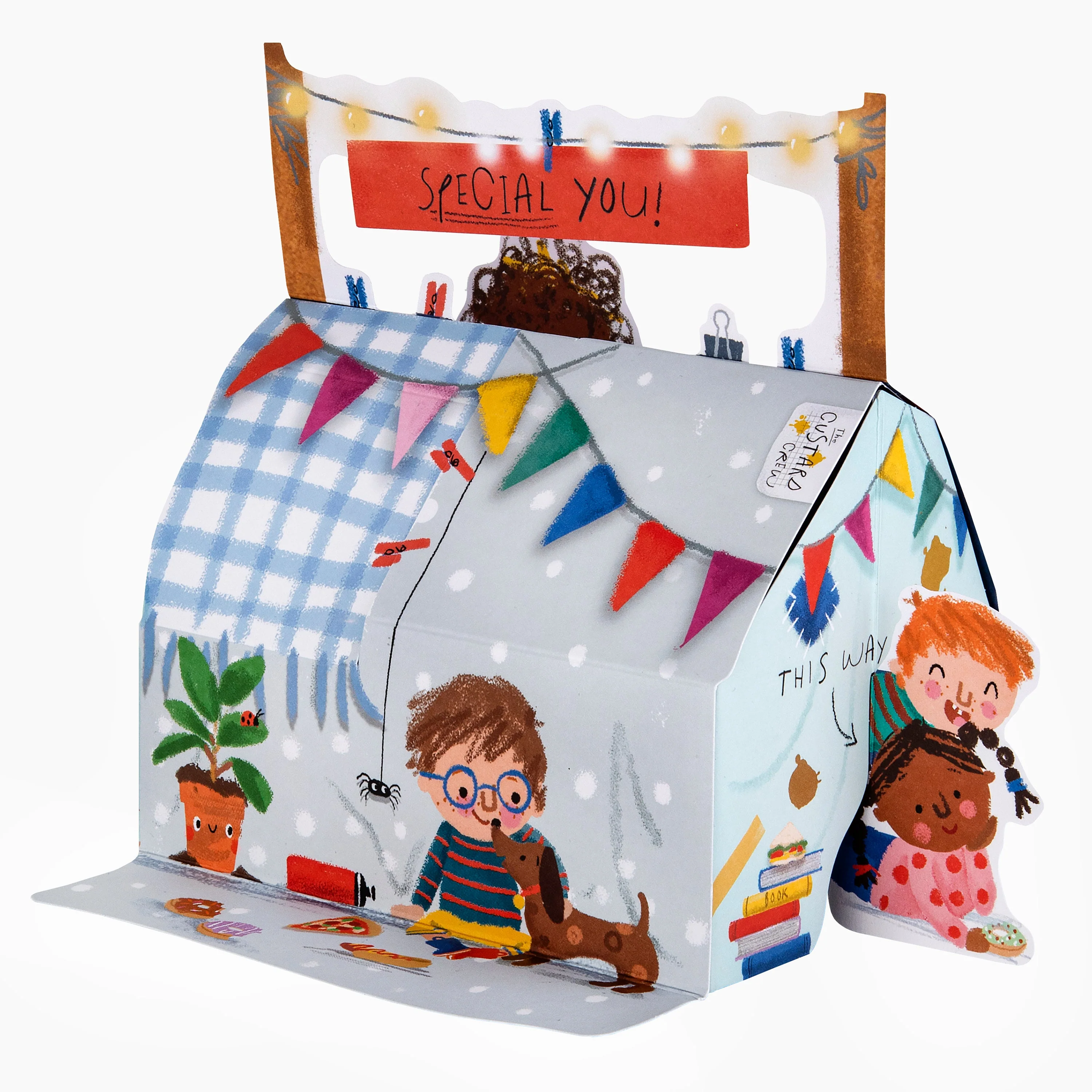 Kids Birthday Card - 3D & Pop Up Children's Blanket Fort Design