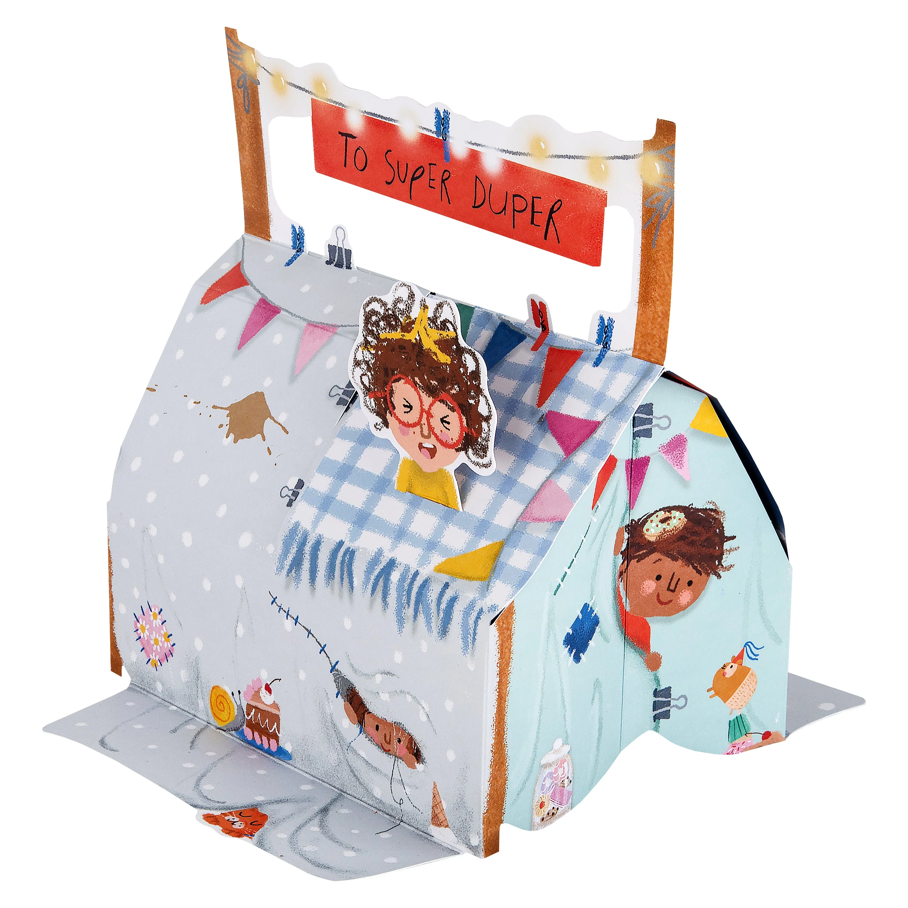 Kids Birthday Card - 3D & Pop Up Children's Blanket Fort Design - Image 3