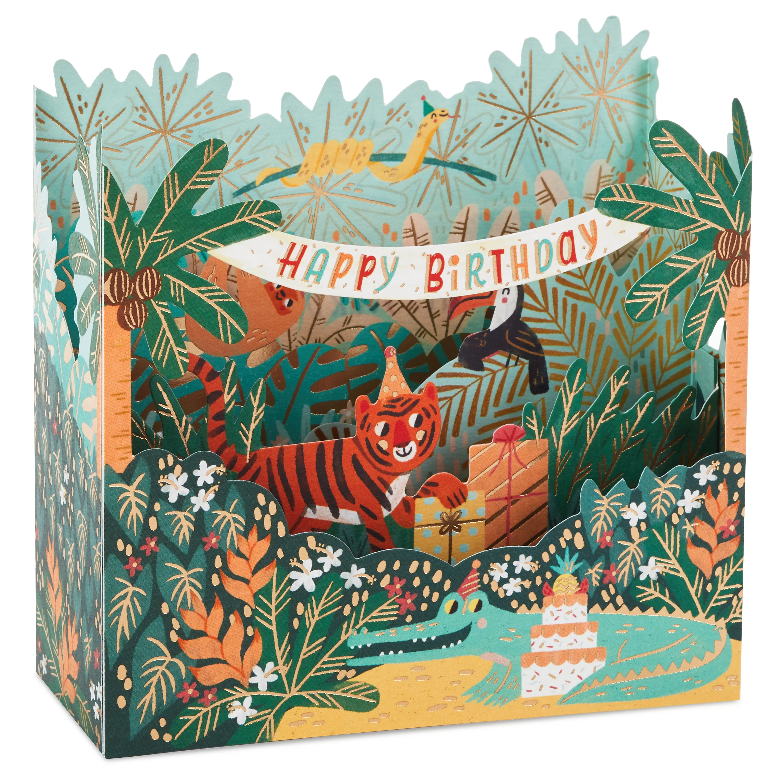 Kids Birthday Card - 3D & Pop-Up Jungle Party Design