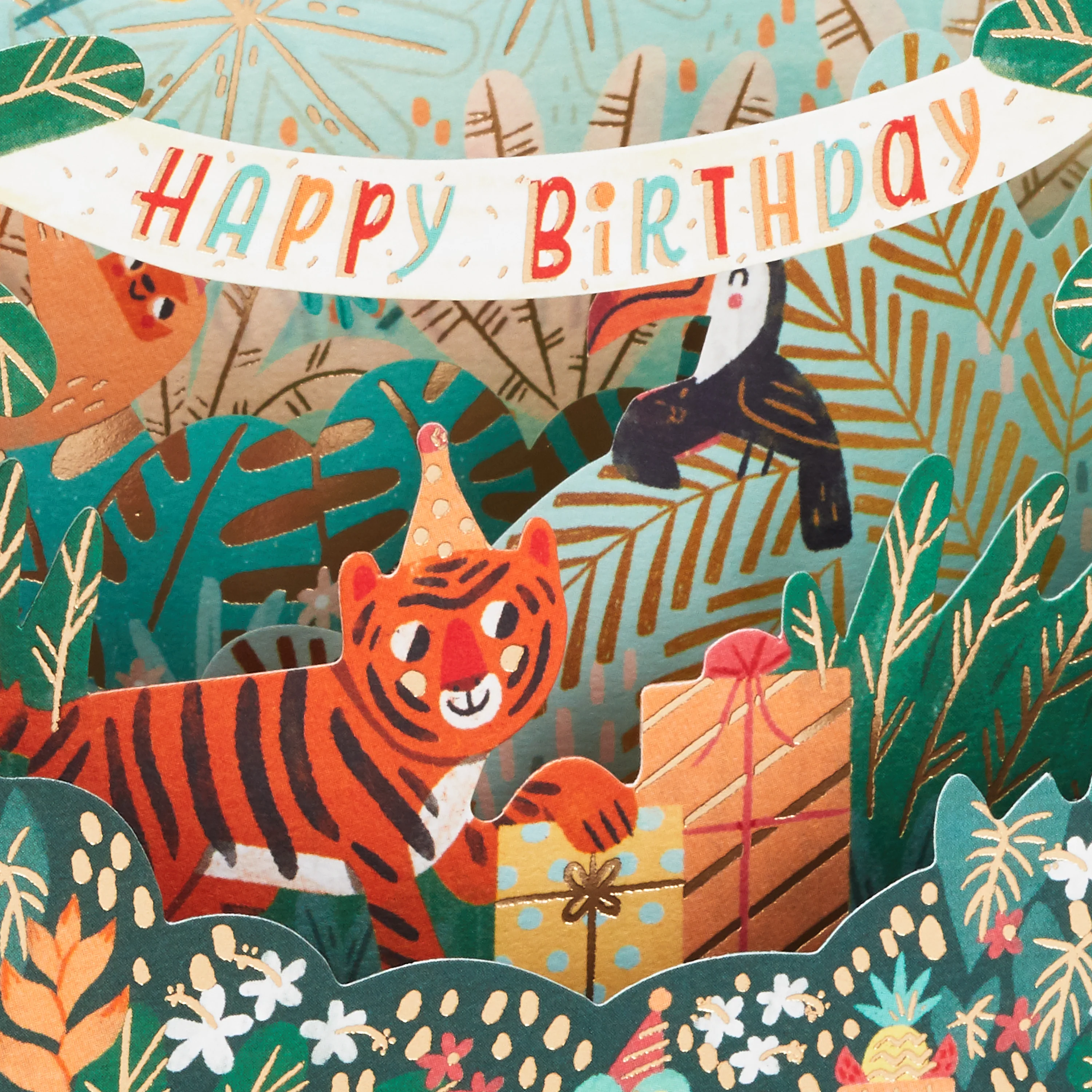 Kids Birthday Card - 3D & Pop-Up Jungle Party Design - Image 3