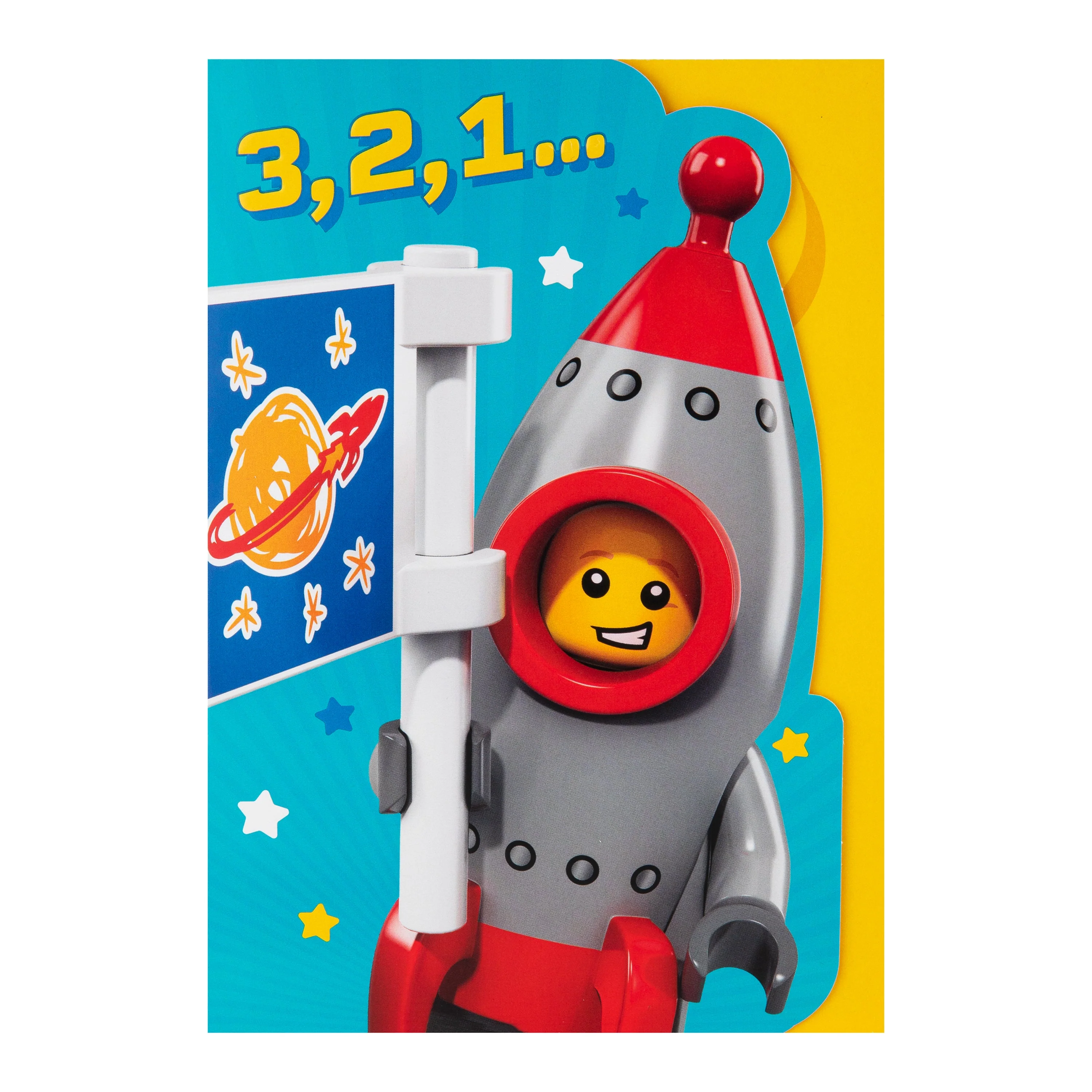 Kids Birthday Card - Blue LEGO® Rocket Character Design - Image 4