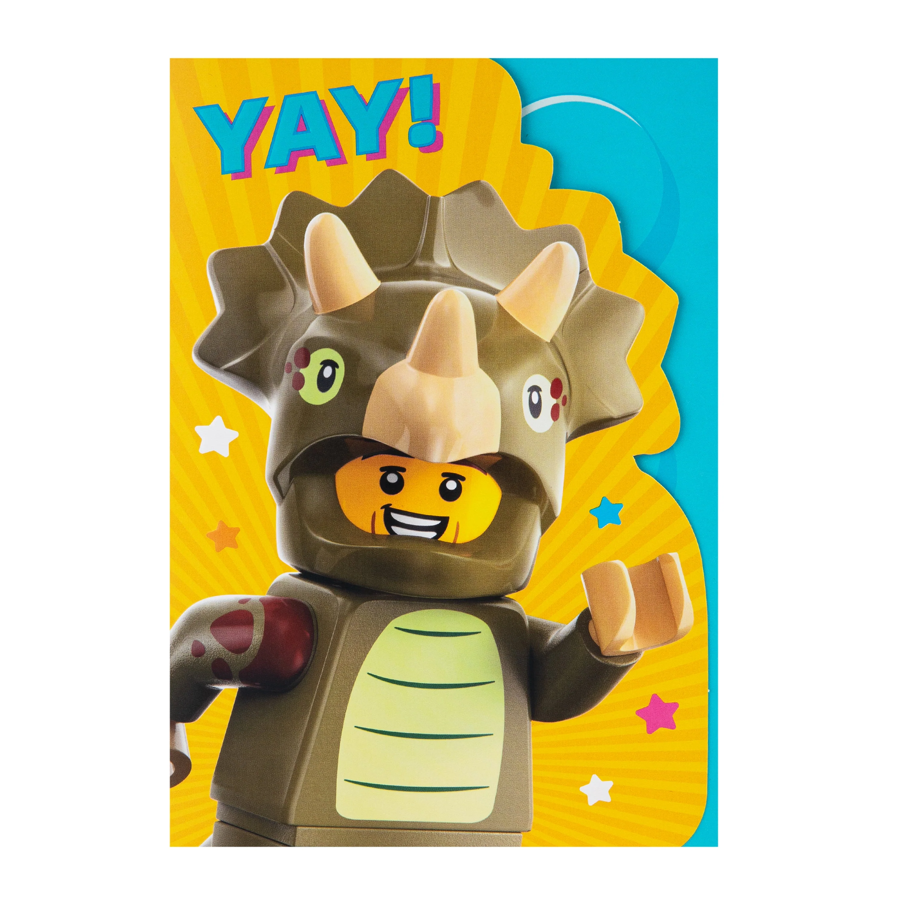 Kids Birthday Card - Yellow LEGO® Dinosaur Character Design - Image 4