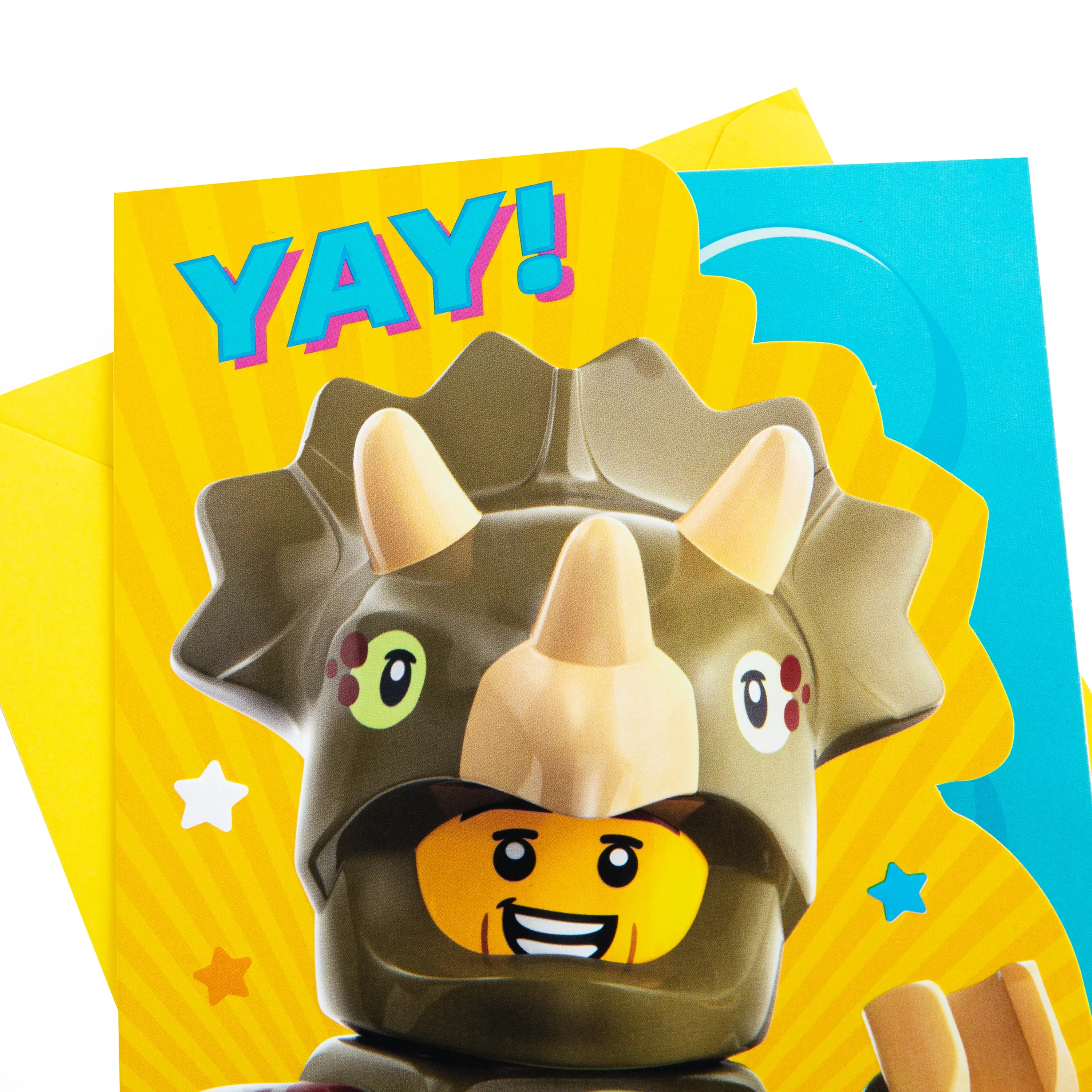Kids Birthday Card - Yellow LEGO® Dinosaur Character Design - Image 5