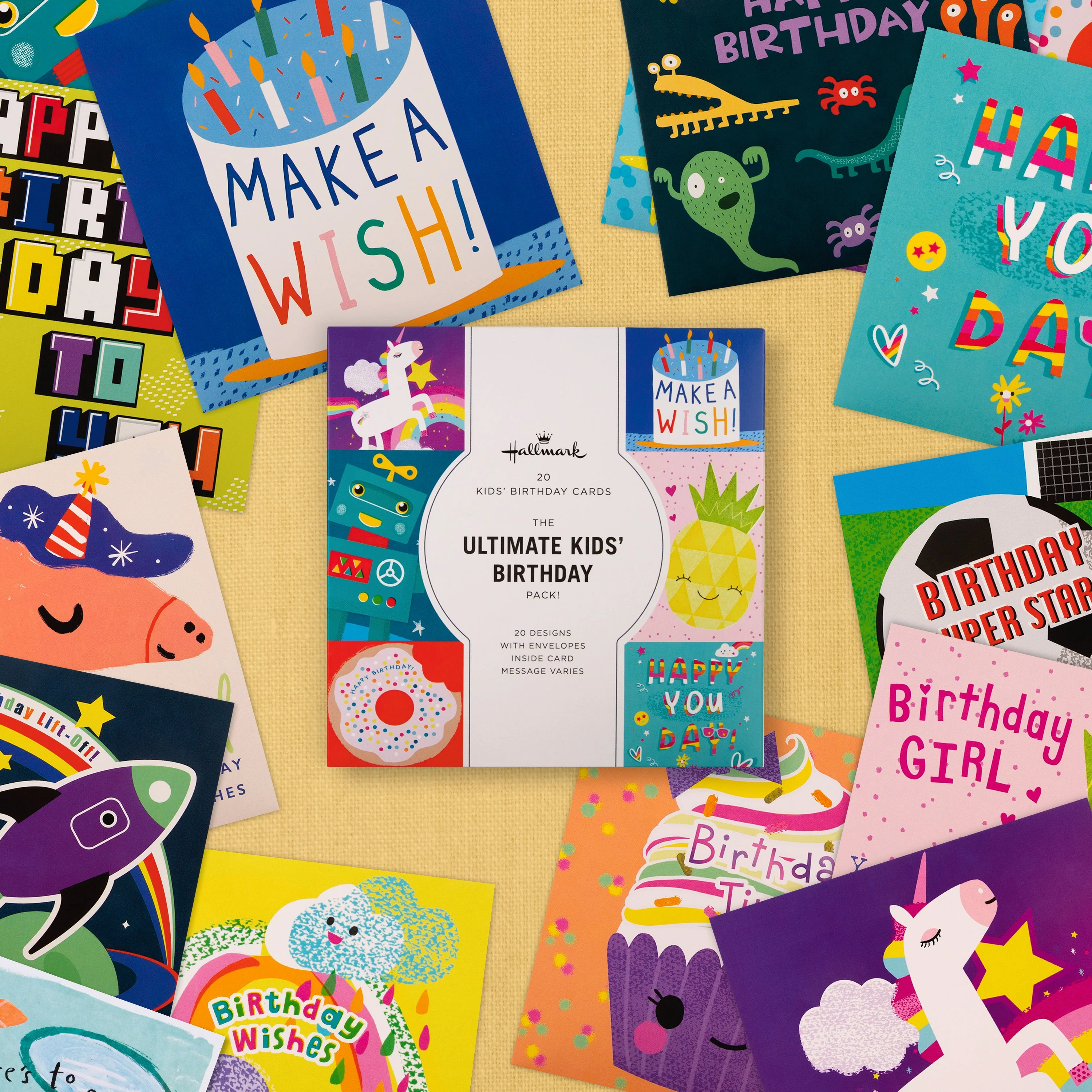Kids Birthday Cards  - Multipack of 20 in 20 Fun Designs - Image 2