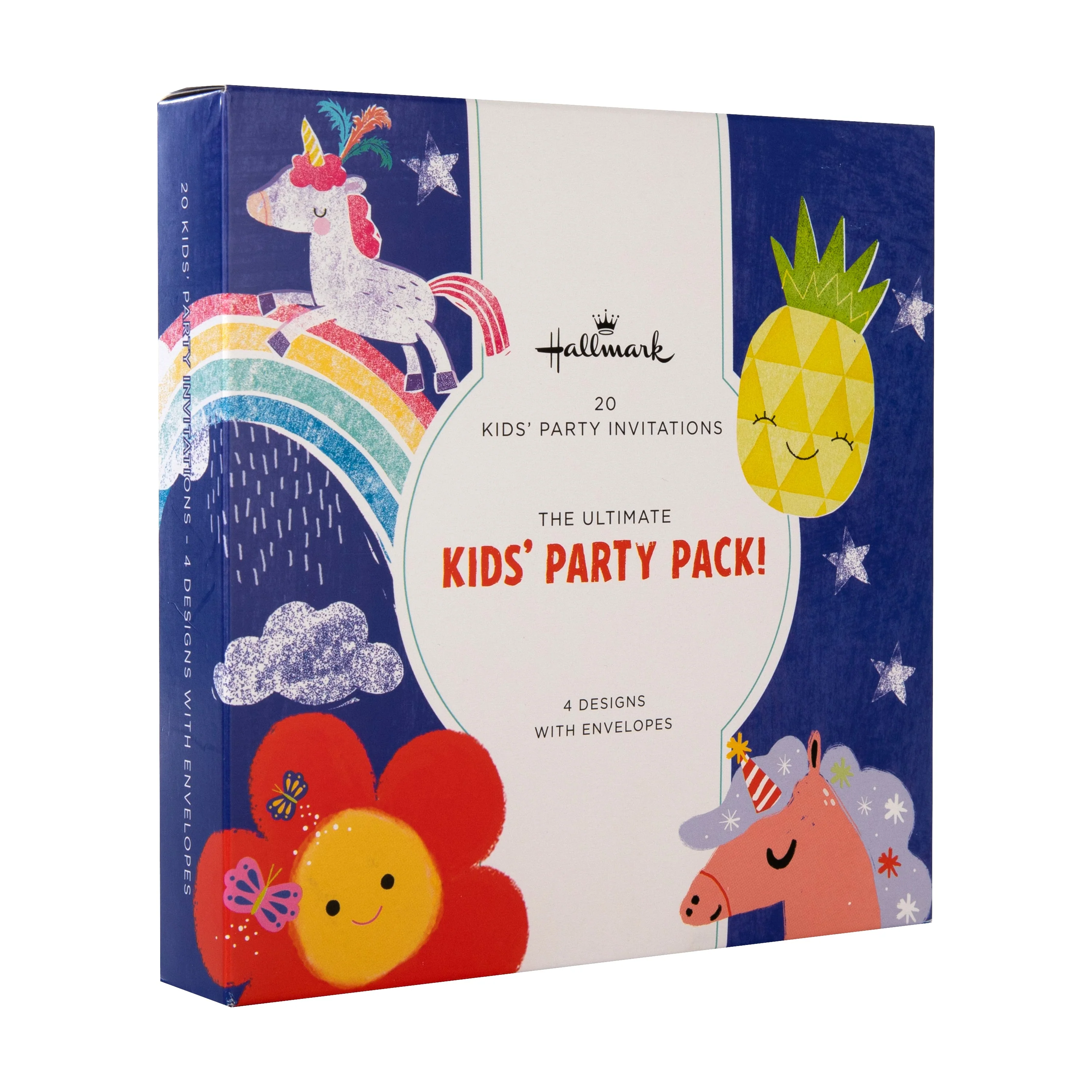 Kids Party Invitations Multipack - Pack of 20 Cute Unicorns, Flowers & Pineapple Designs - Image 3