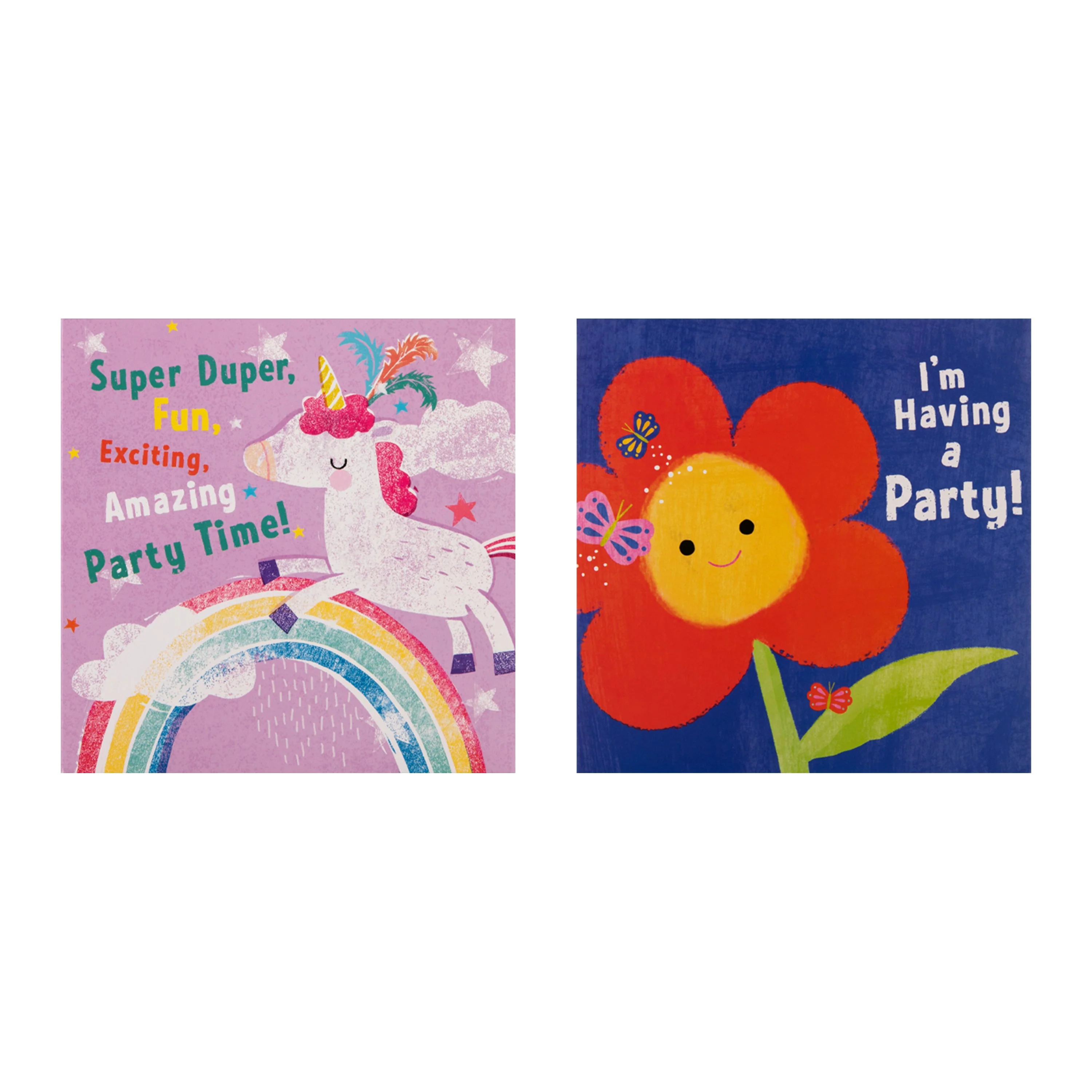 Kids Party Invitations Multipack - Pack of 20 Cute Unicorns, Flowers & Pineapple Designs - Image 4