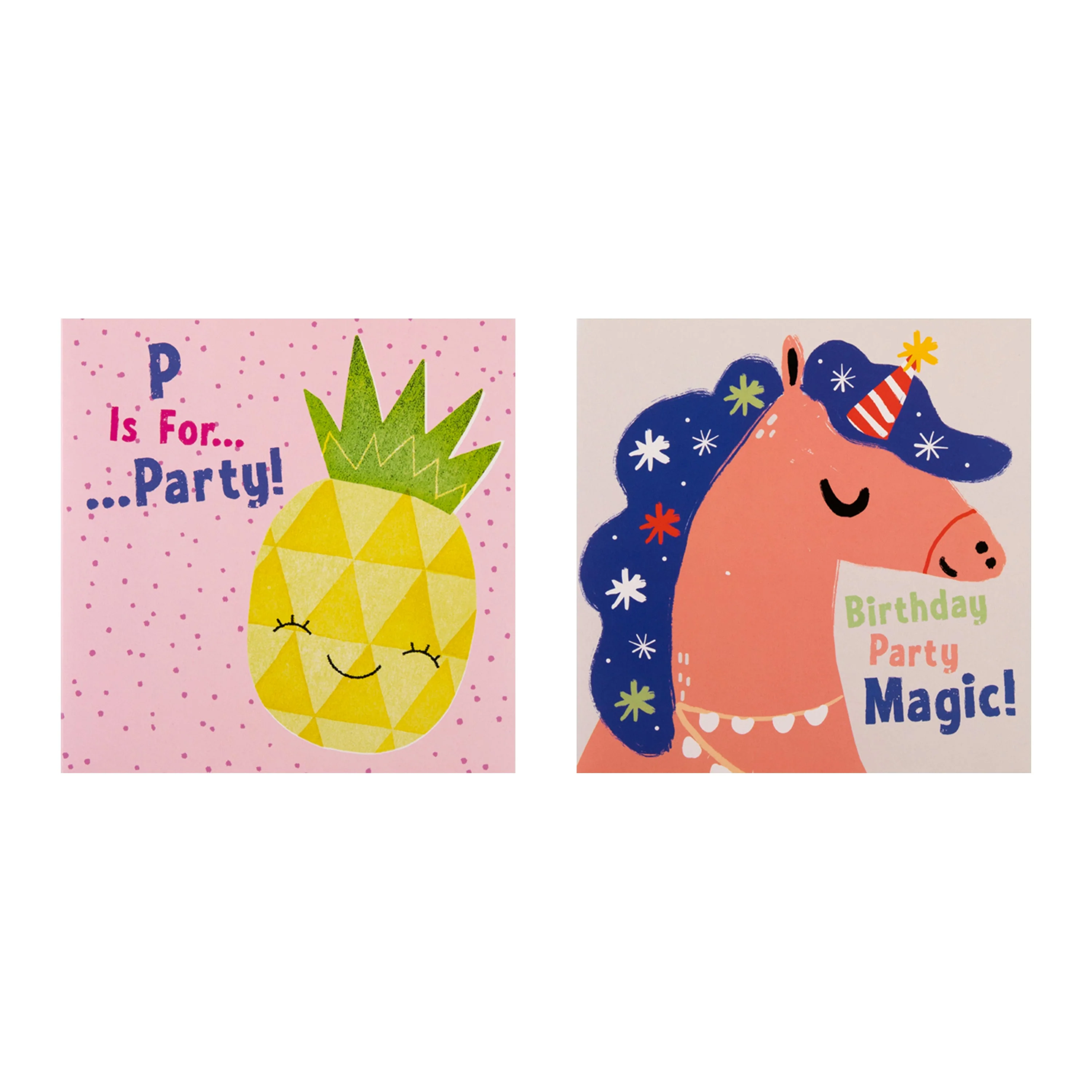 Kids Party Invitations Multipack - Pack of 20 Cute Unicorns, Flowers & Pineapple Designs - Image 5
