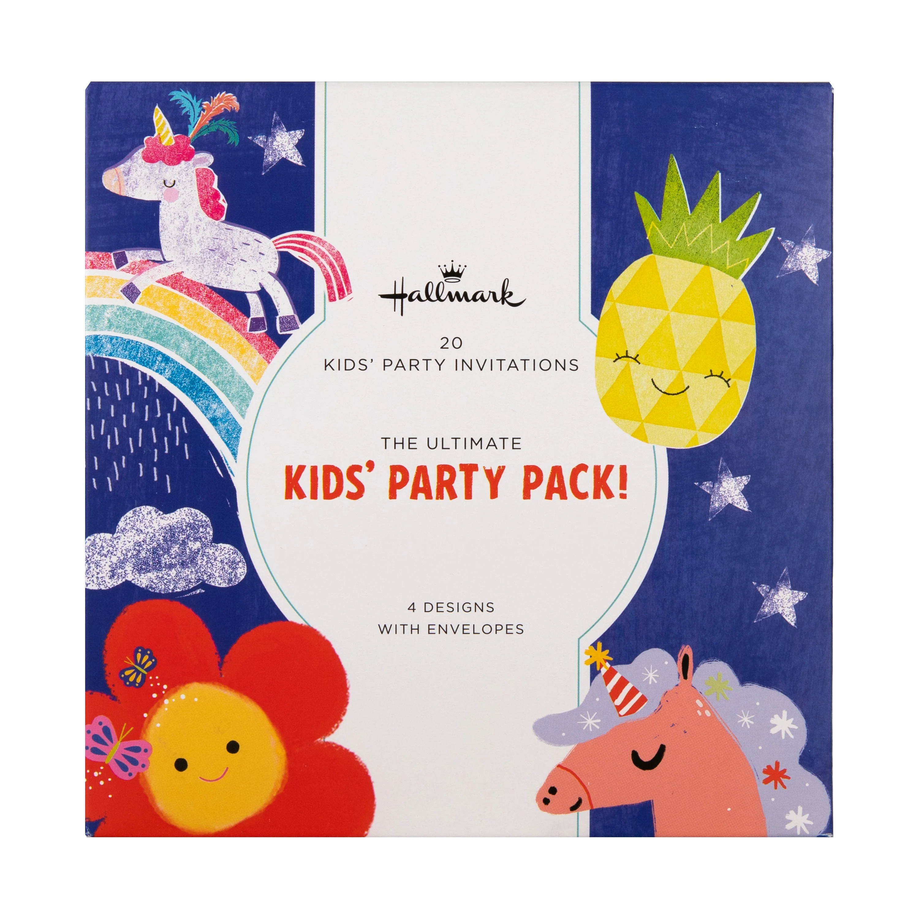 Kids Party Invitations Multipack - Pack of 20 Cute Unicorns, Flowers & Pineapple Designs - Image 7
