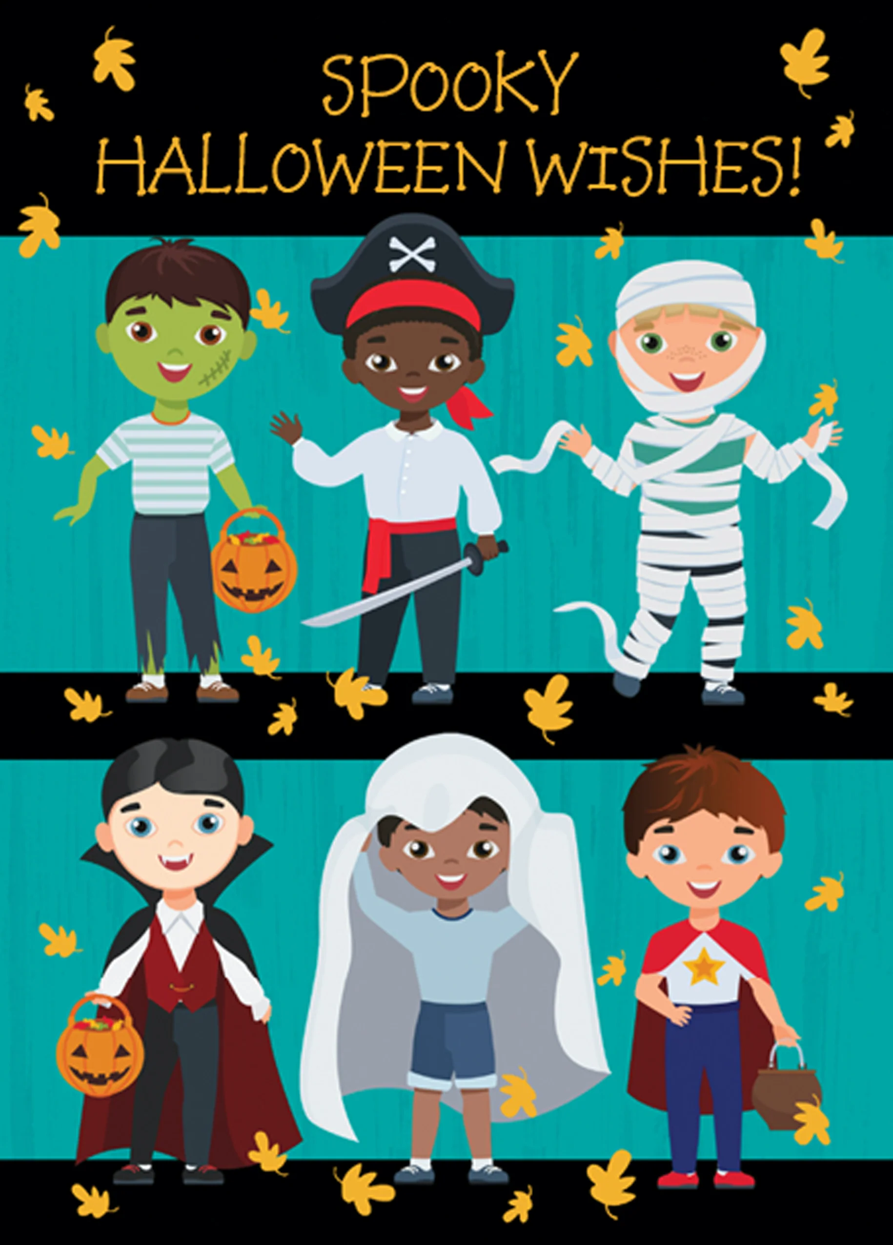 Kids Personalised Dress-Up Children Halloween Card