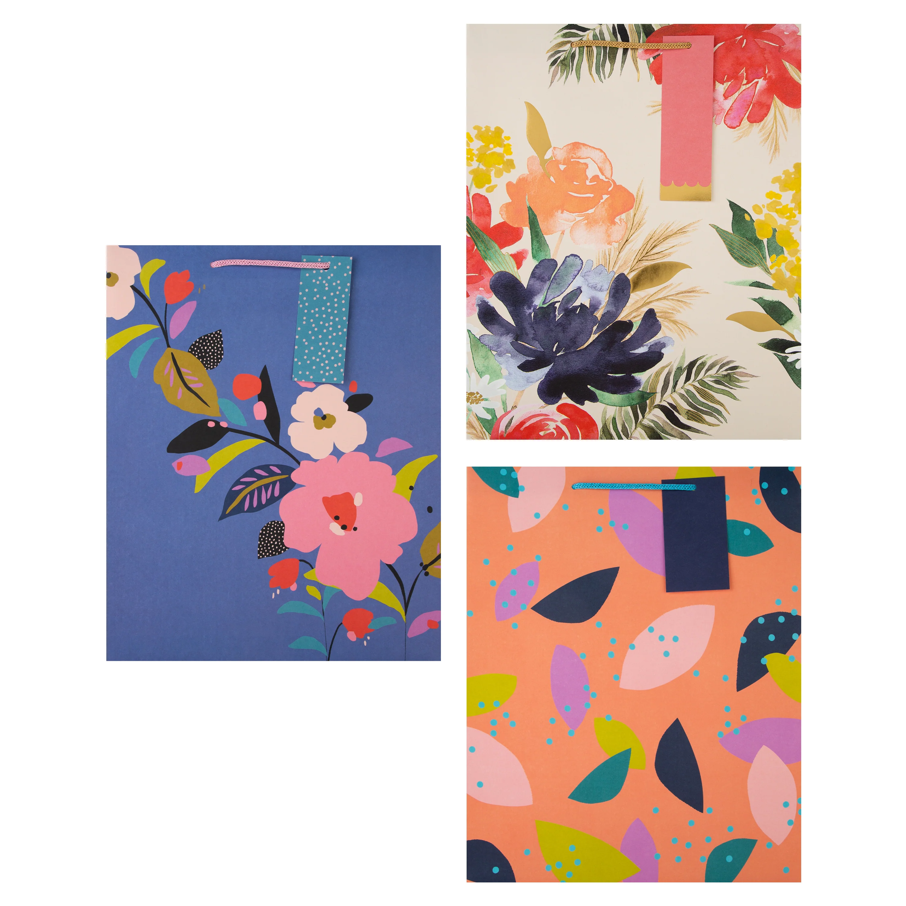 Large Any Occasion Gift Bag Pack - 3 Bags in 3 Classic Floral Designs - Image 2