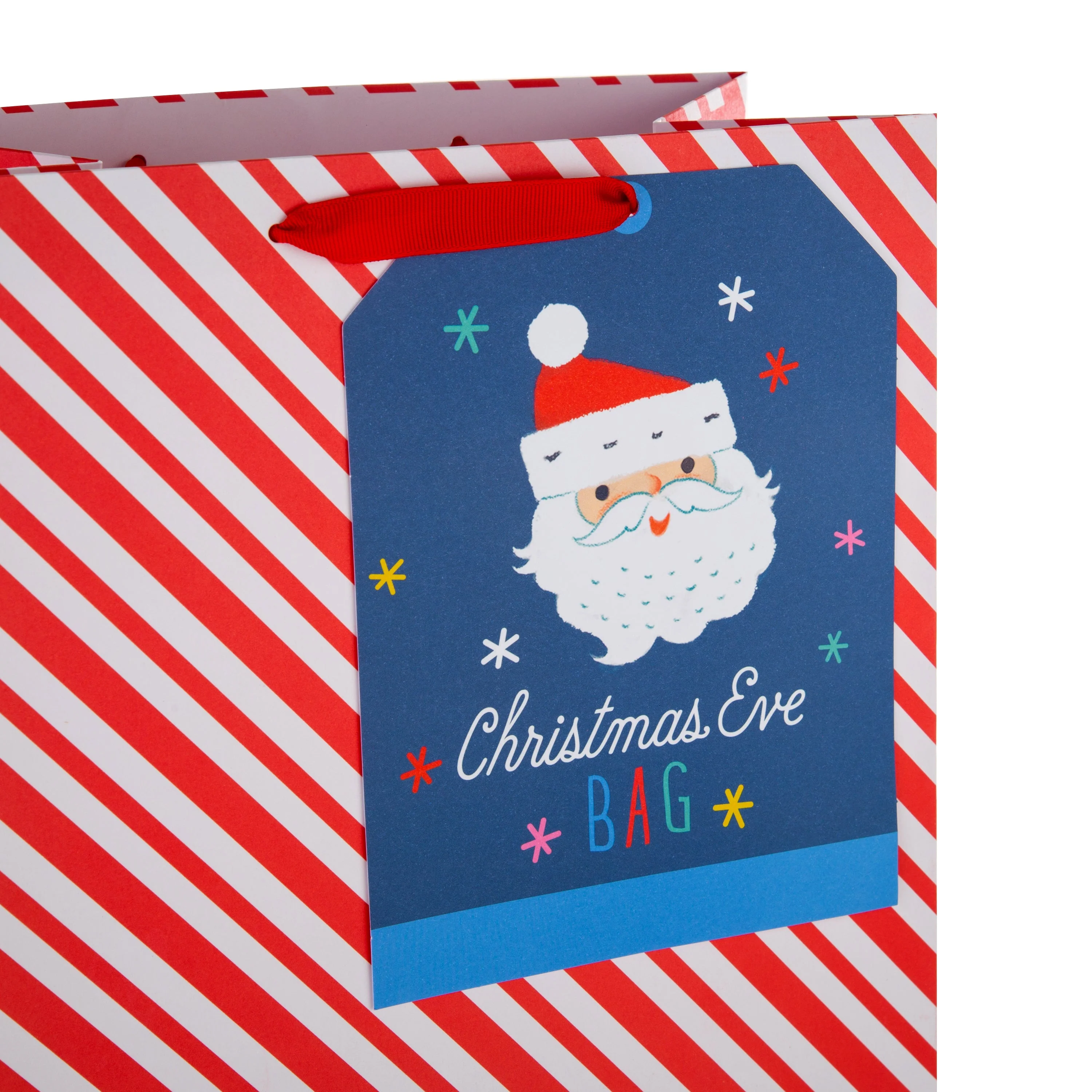 Large Christmas Eve Gift Bags - Pack of 2 Red & White Stripes Designs - Image 6