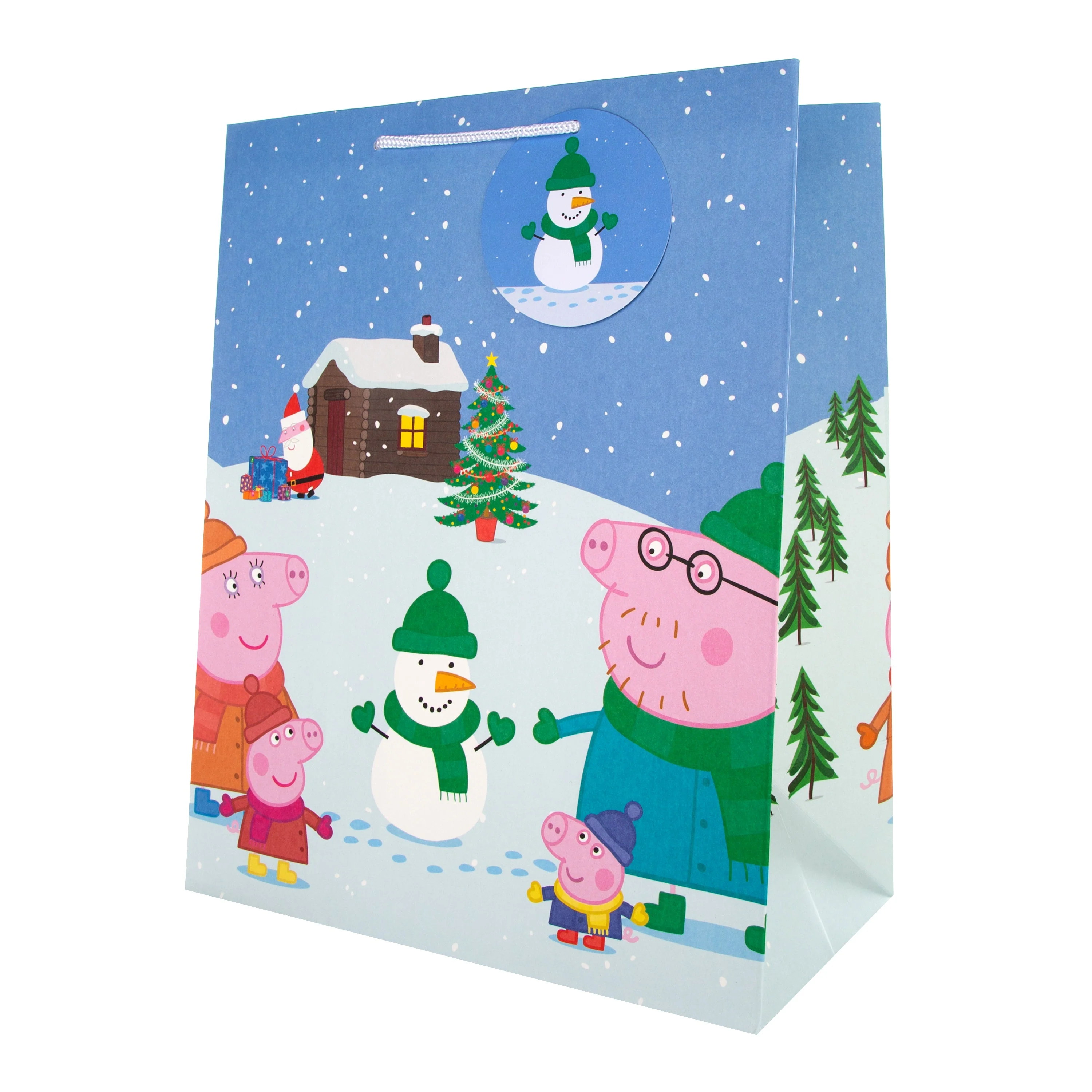 Large Christmas Gift Bag - Peppa Pig and Family Design