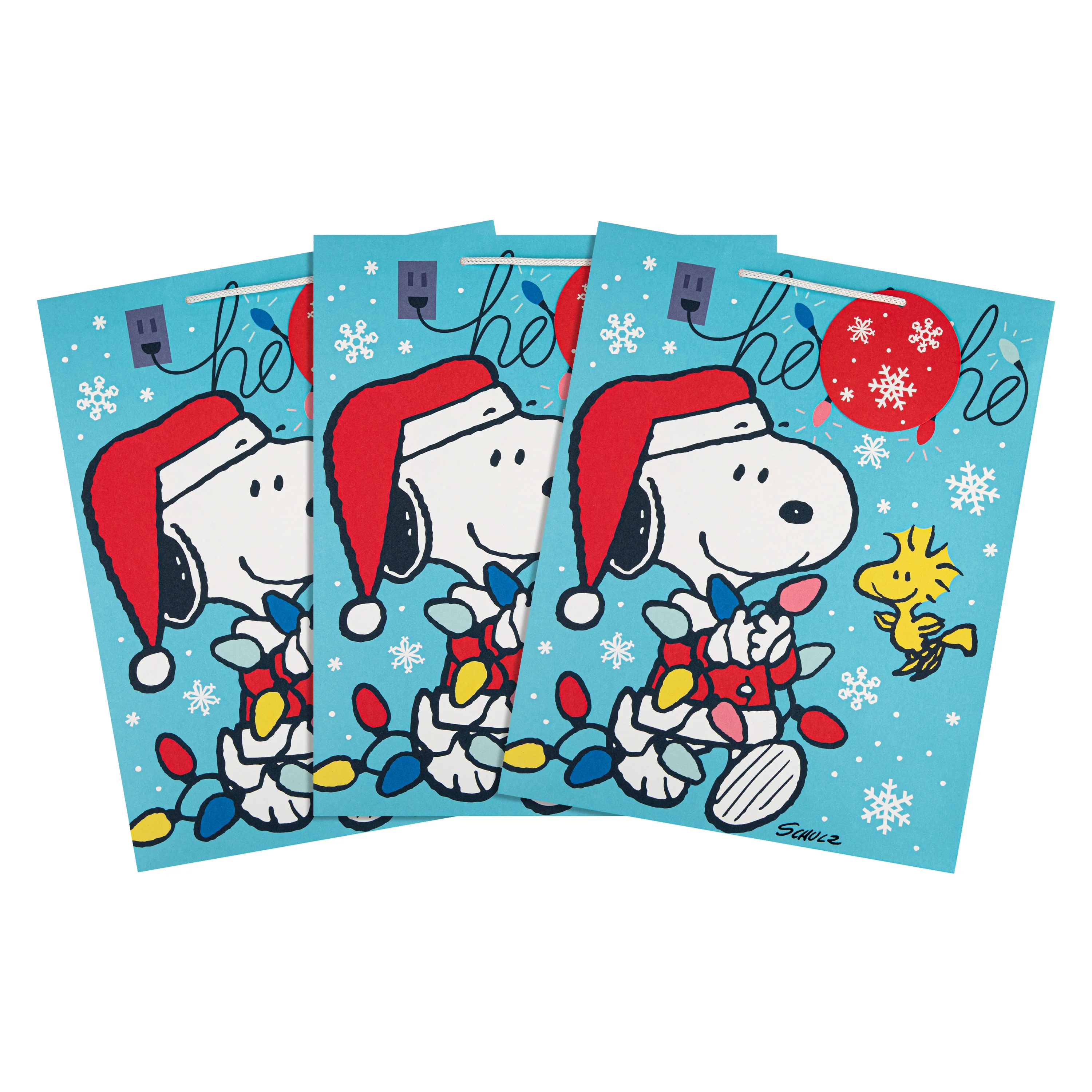 Large Christmas Gift Bags - Pack of 3 PEANUTS™ SNOOPY & WOODSTOCK Design - Image 2