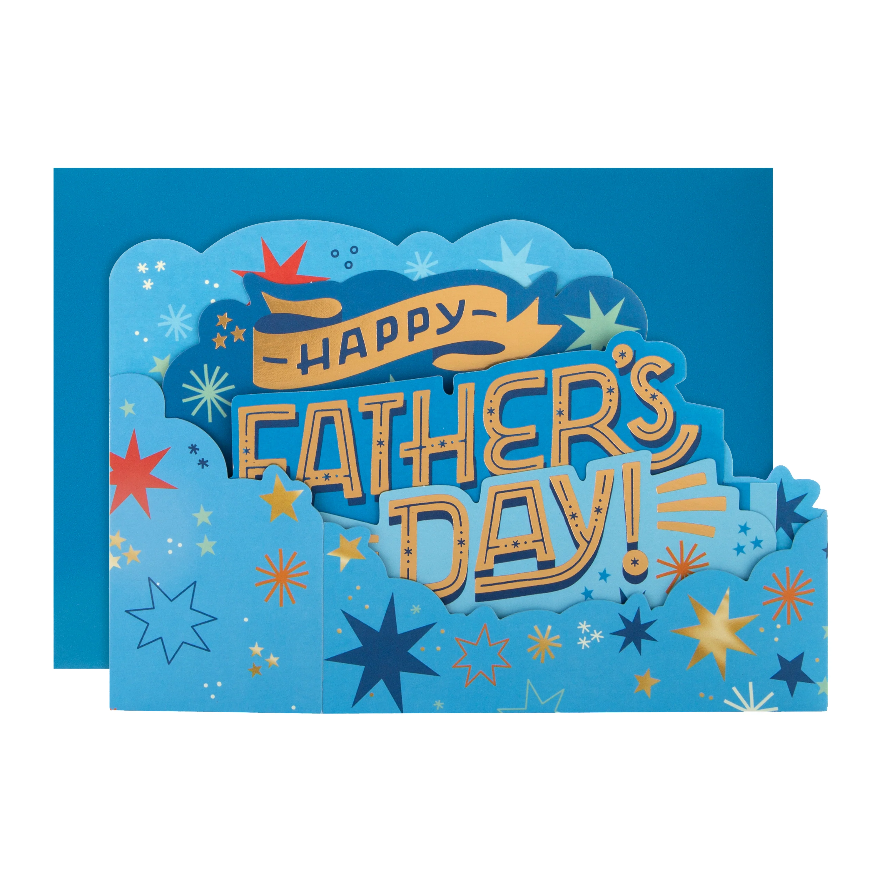 Father's Day Paper Wonder Card for Dad - 3D Pop Up Bright Stars Design - Image 5