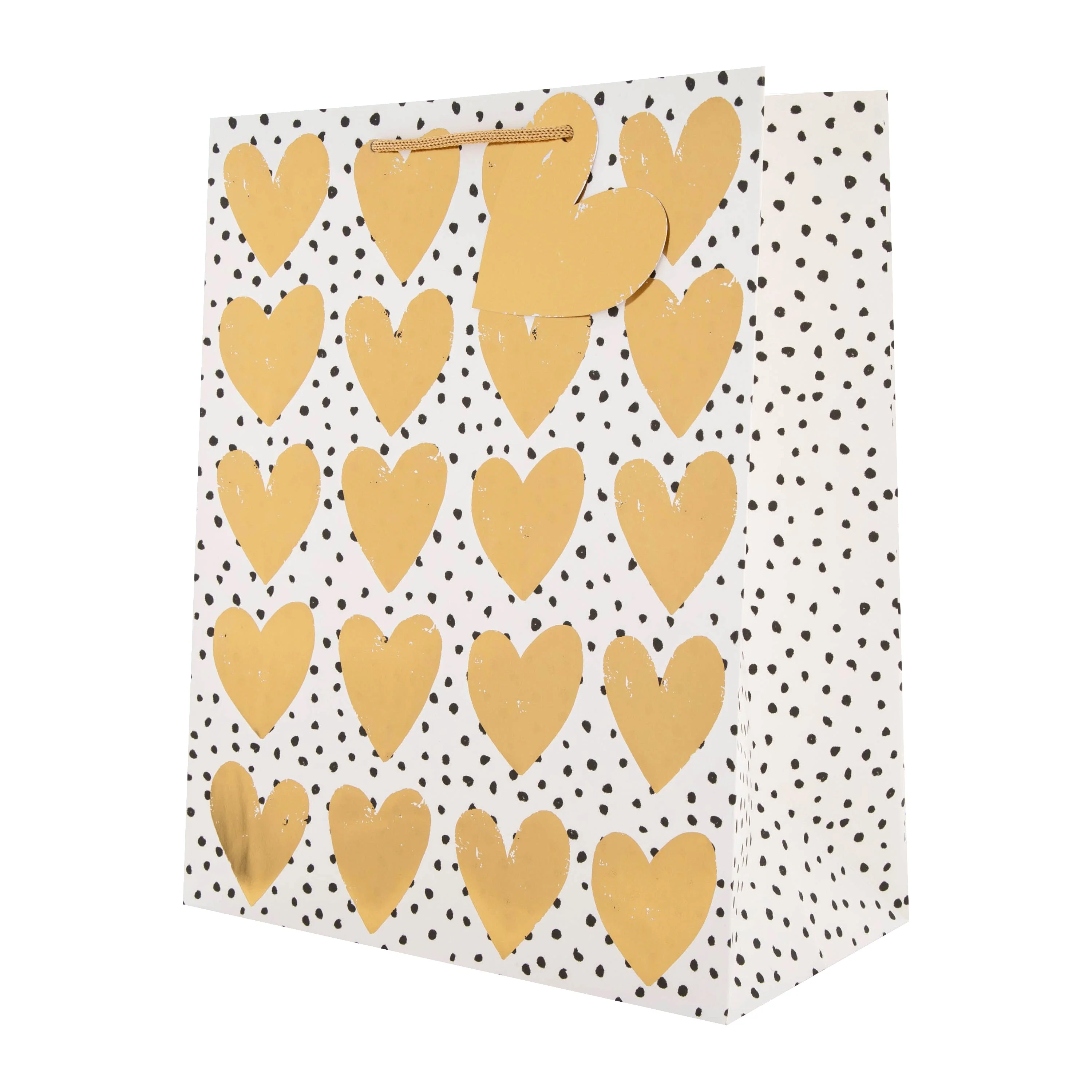 Large Gift Bag - Gold Hearts Pattern Design