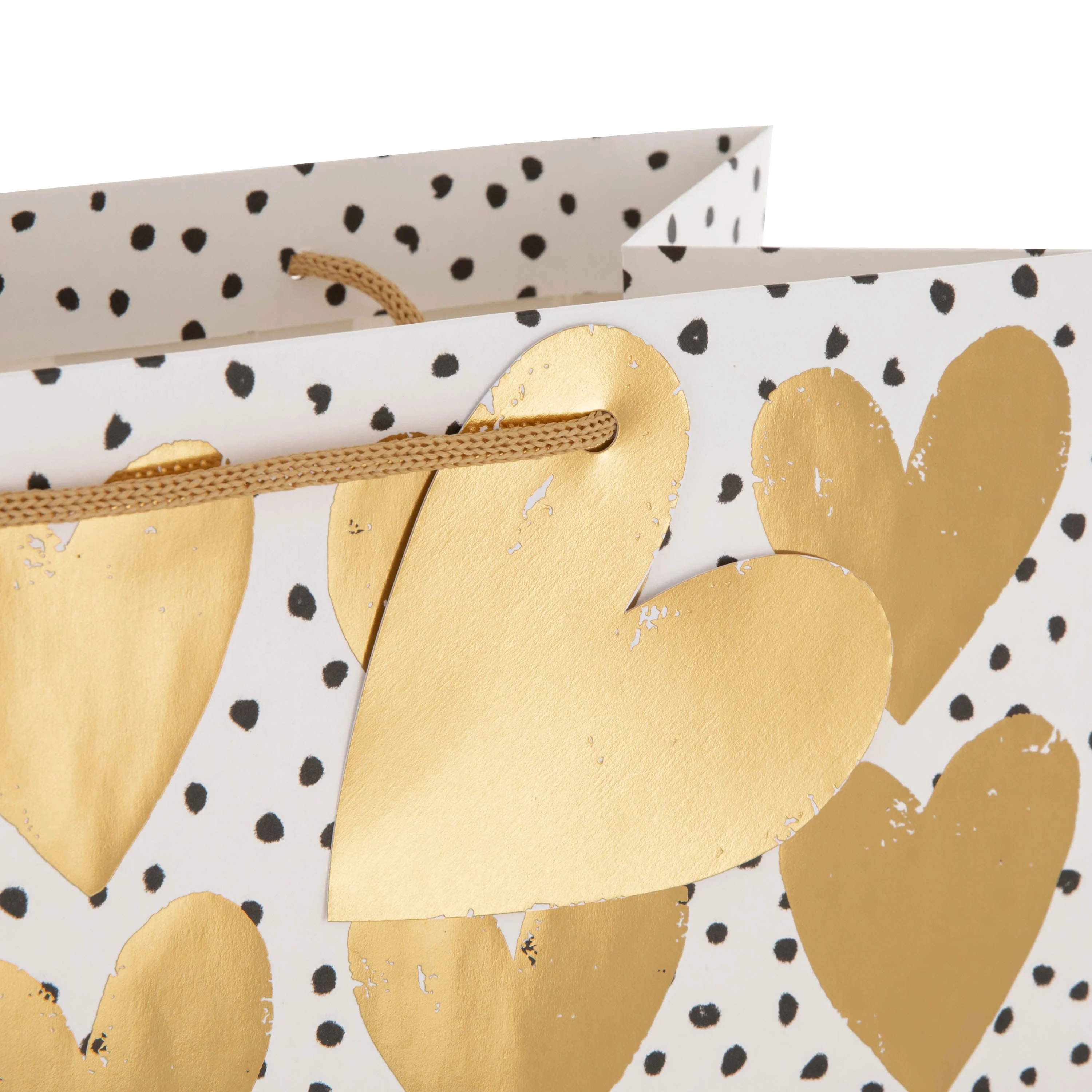 Large Gift Bag - Gold Hearts Pattern Design - Image 3