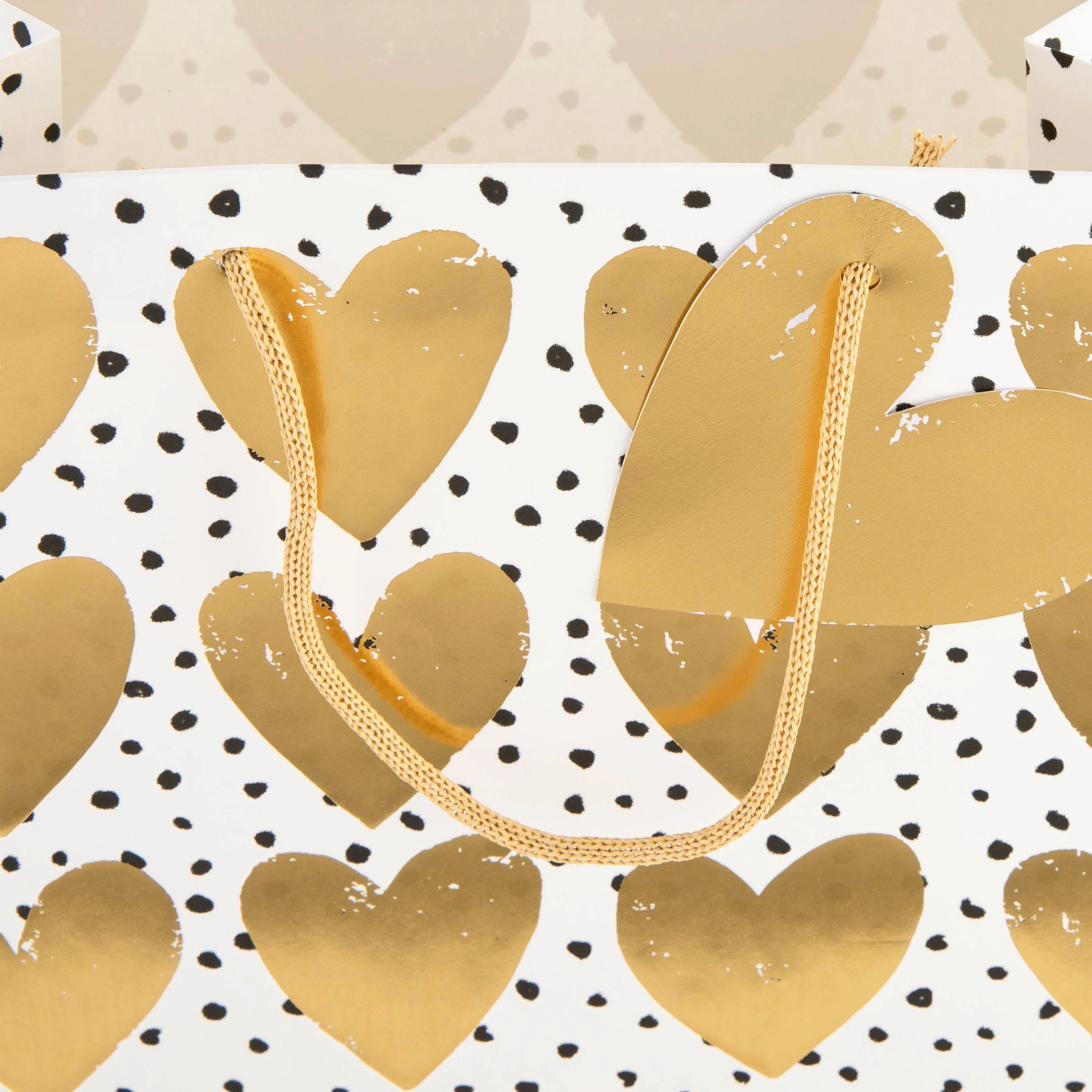 Large Gift Bag - Gold Hearts Pattern Design - Image 4