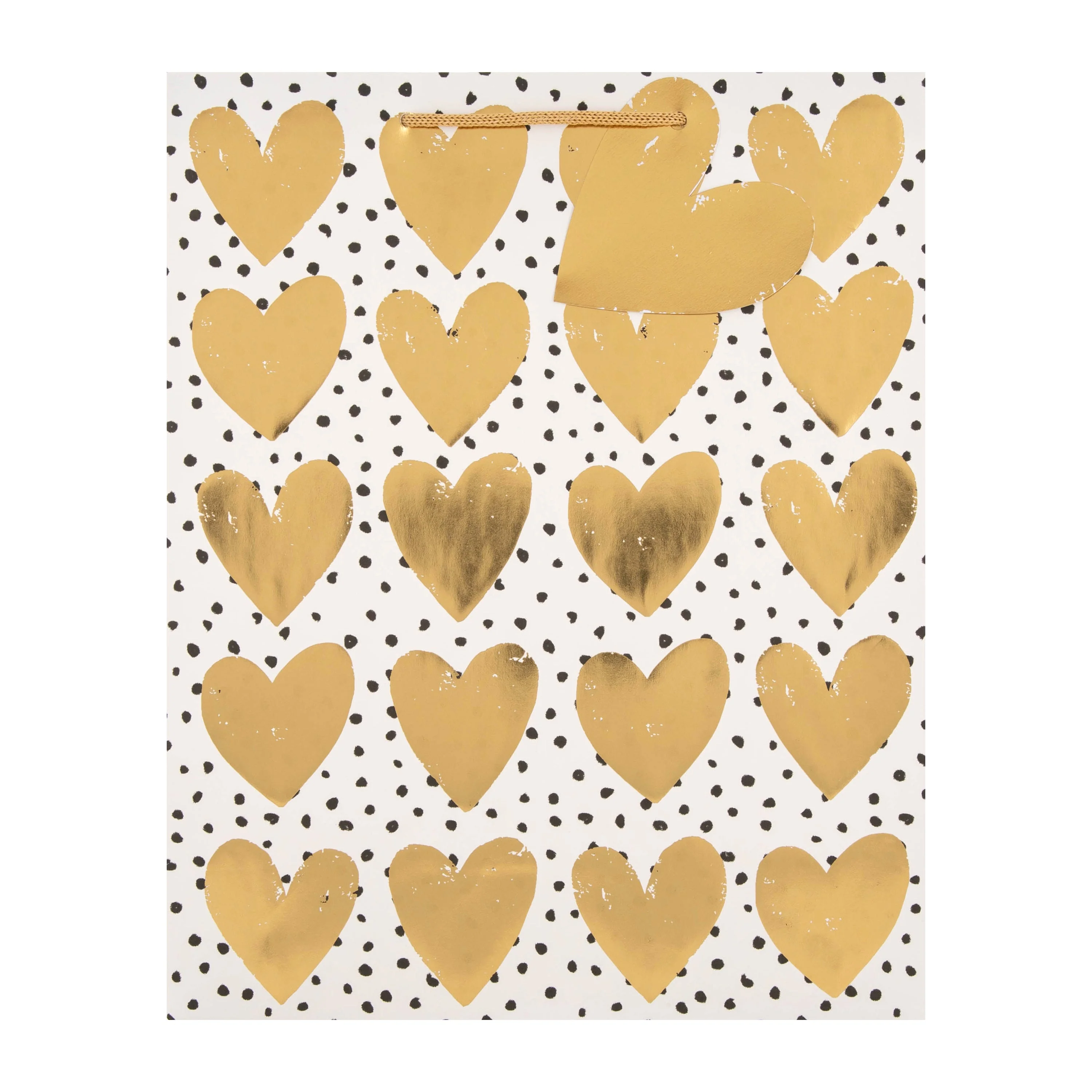 Large Gift Bag - Gold Hearts Pattern Design - Image 5