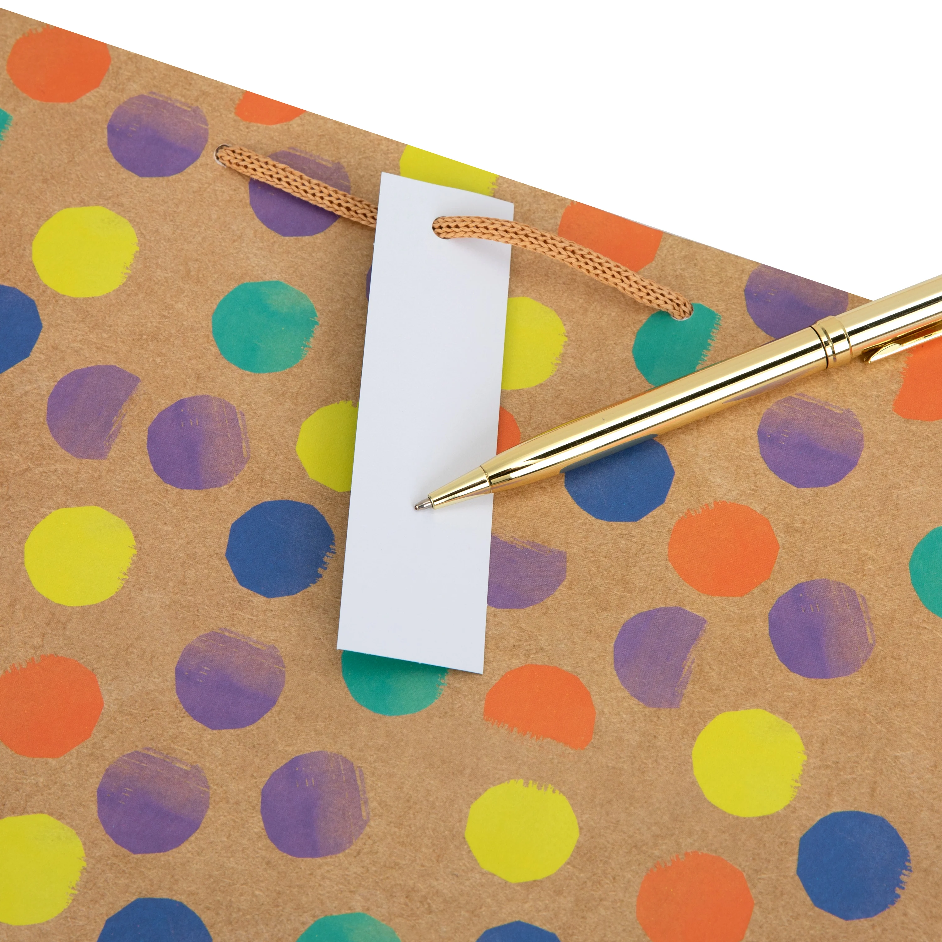 Large Gift Bag - Kraft Colourful Spots Design - Image 5