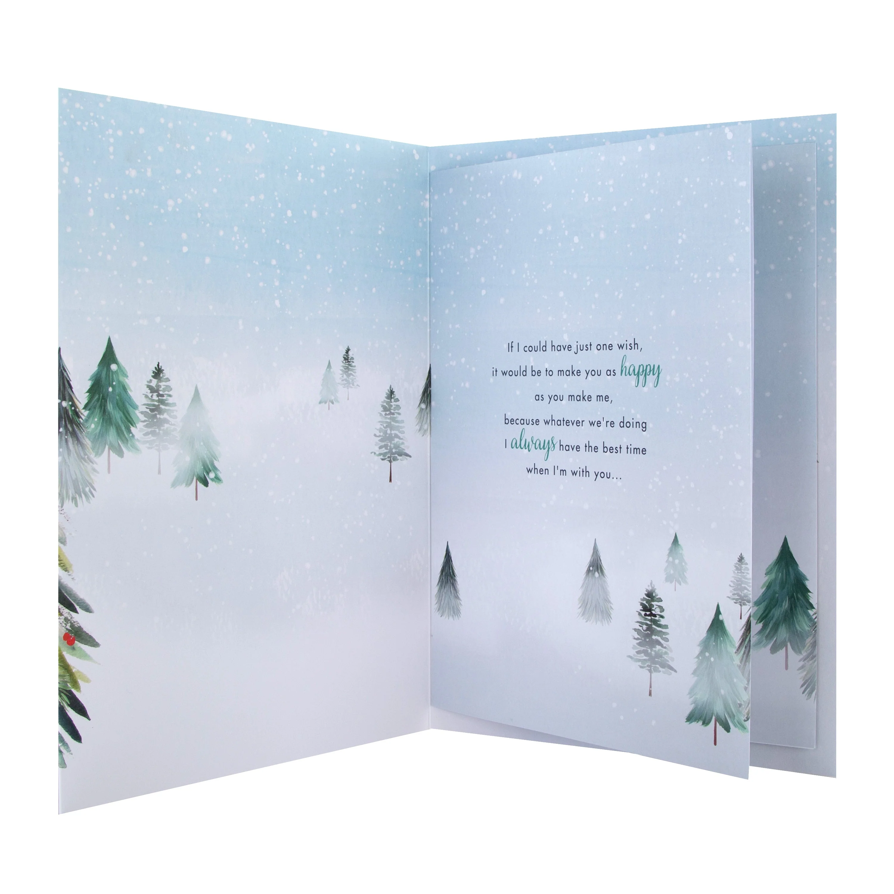 Large Luxury Boxed Christmas Card for Boyfriend - Classic Winter Scene with Tree Design - Image 3