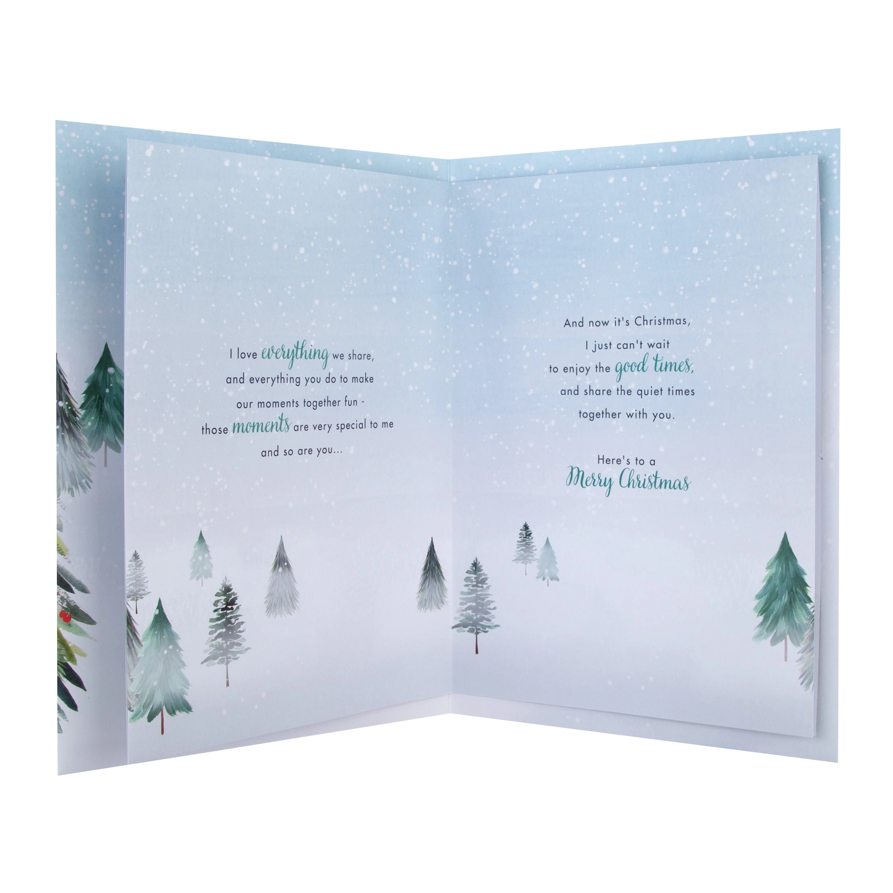 Large Luxury Boxed Christmas Card for Boyfriend - Classic Winter Scene with Tree Design - Image 4
