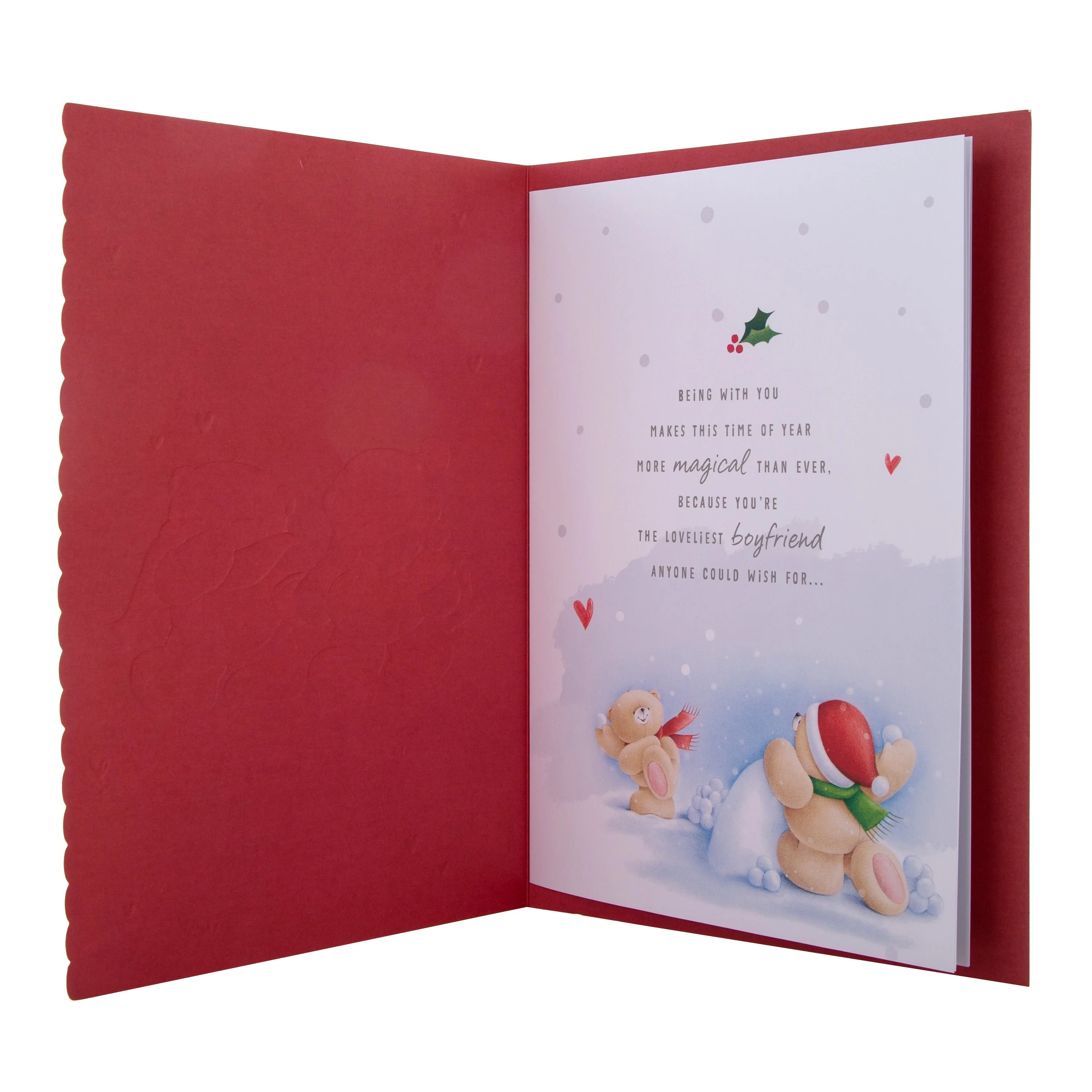 Large Luxury Boxed Christmas Card for Boyfriend - Cute Forever Friends Winter Love Design - Image 3