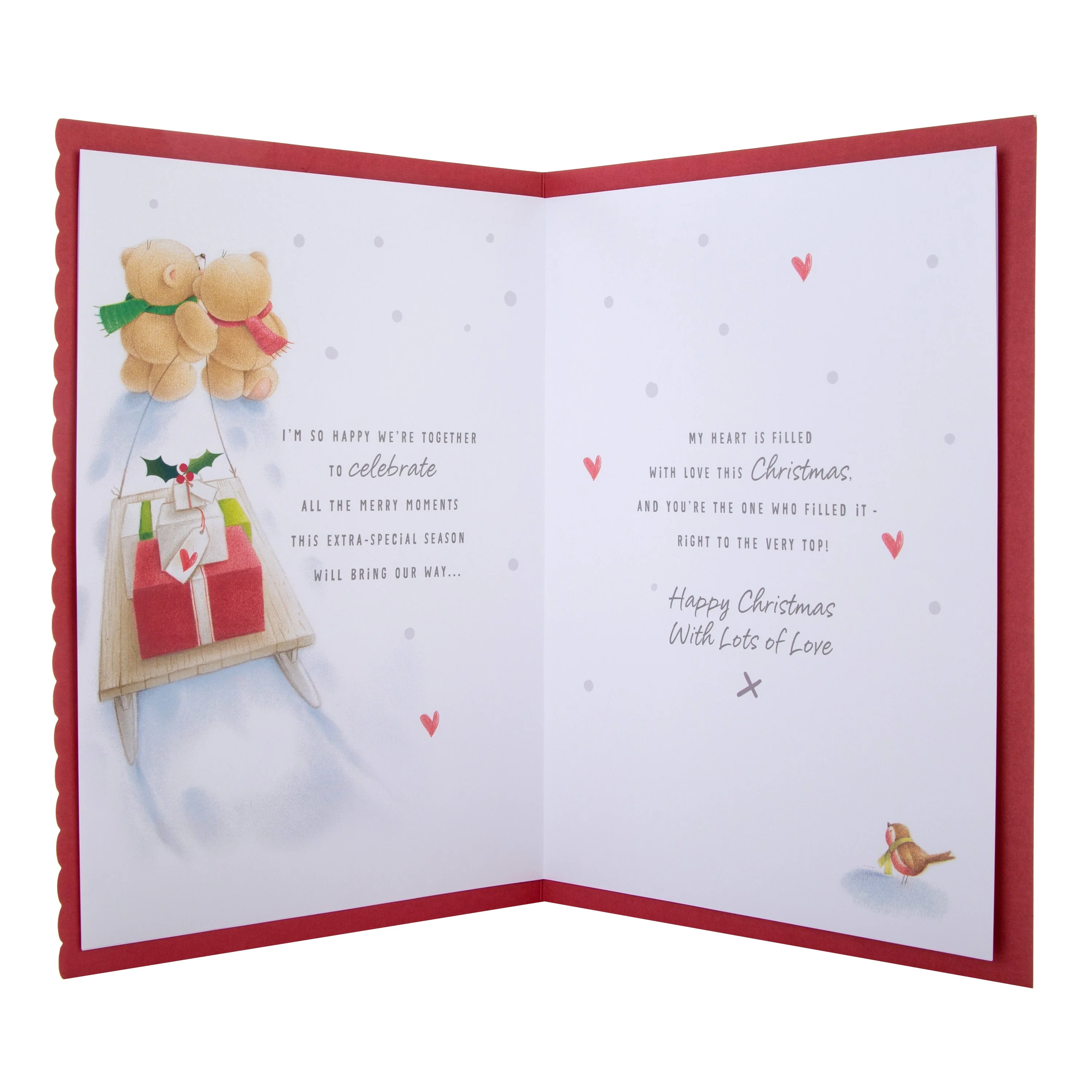 Large Luxury Boxed Christmas Card for Boyfriend - Cute Forever Friends Winter Love Design - Image 4