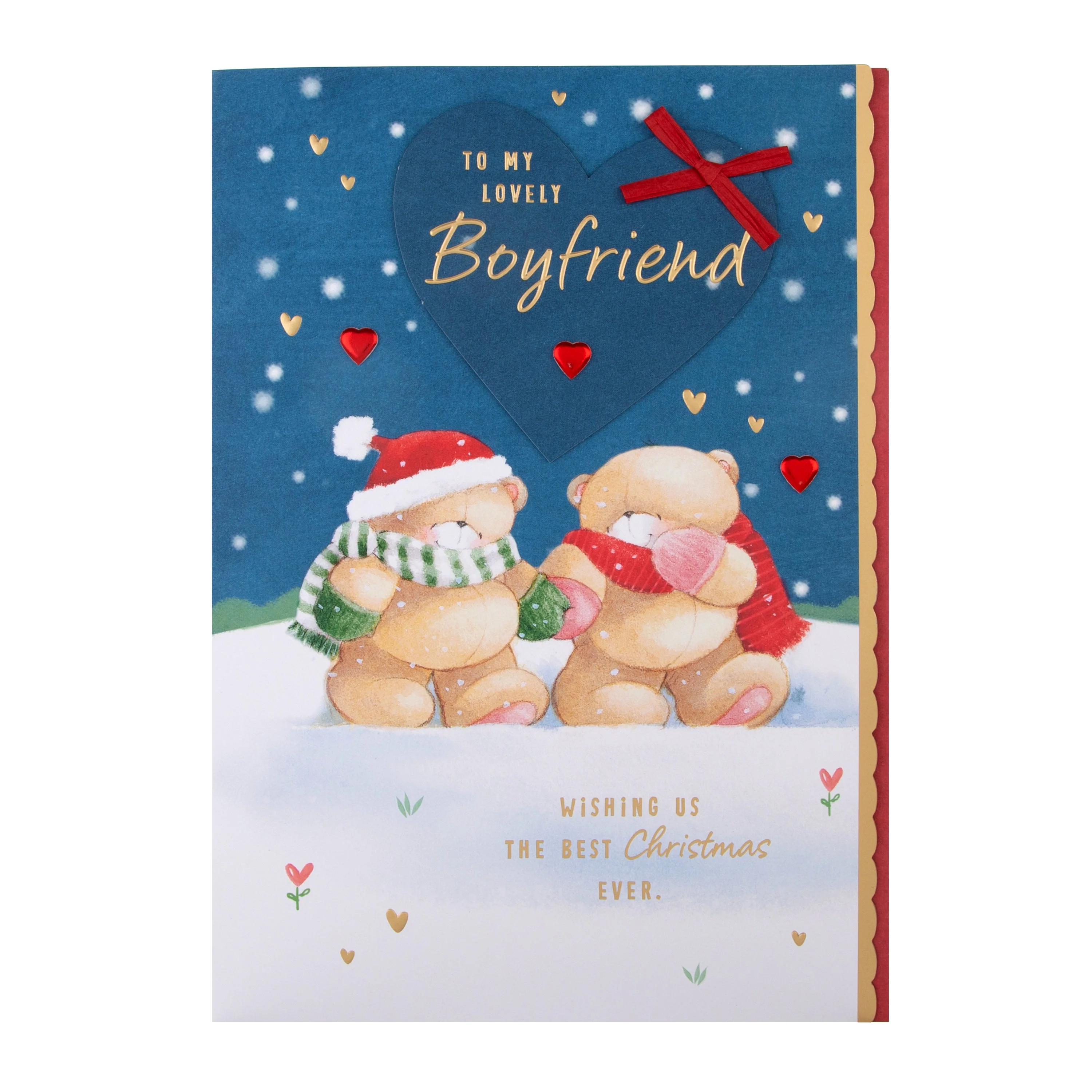 Large Luxury Boxed Christmas Card for Boyfriend - Cute Forever Friends Winter Love Design - Image 5