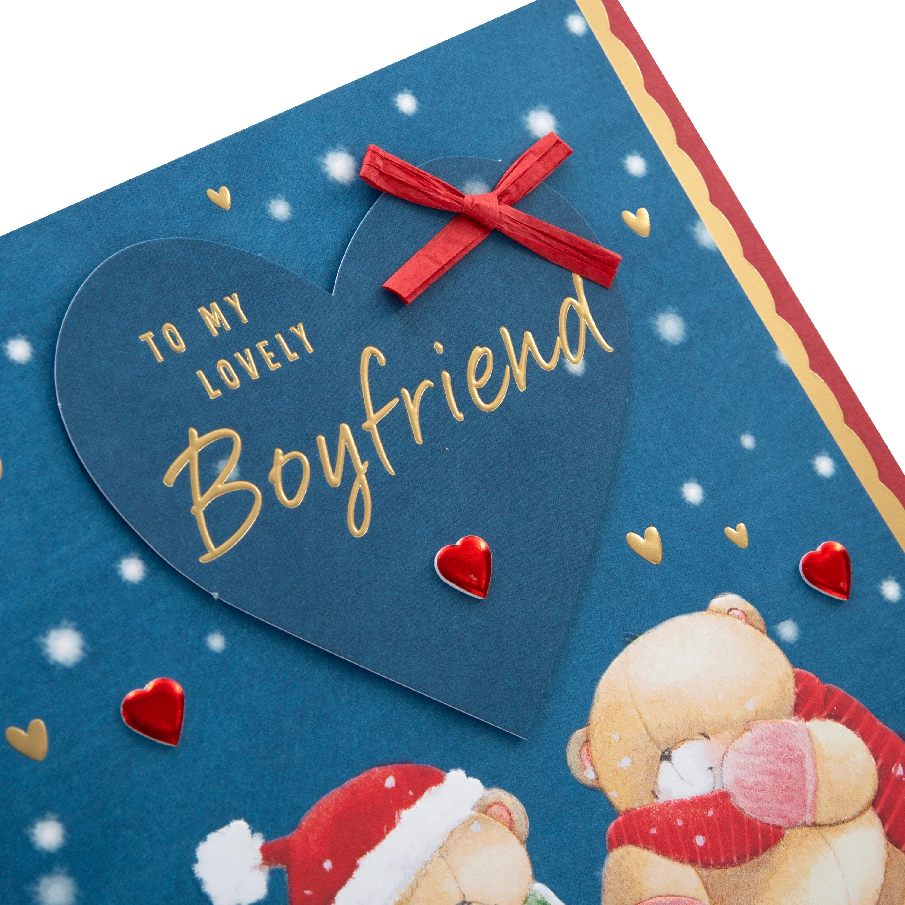 Large Luxury Boxed Christmas Card for Boyfriend - Cute Forever Friends Winter Love Design - Image 7